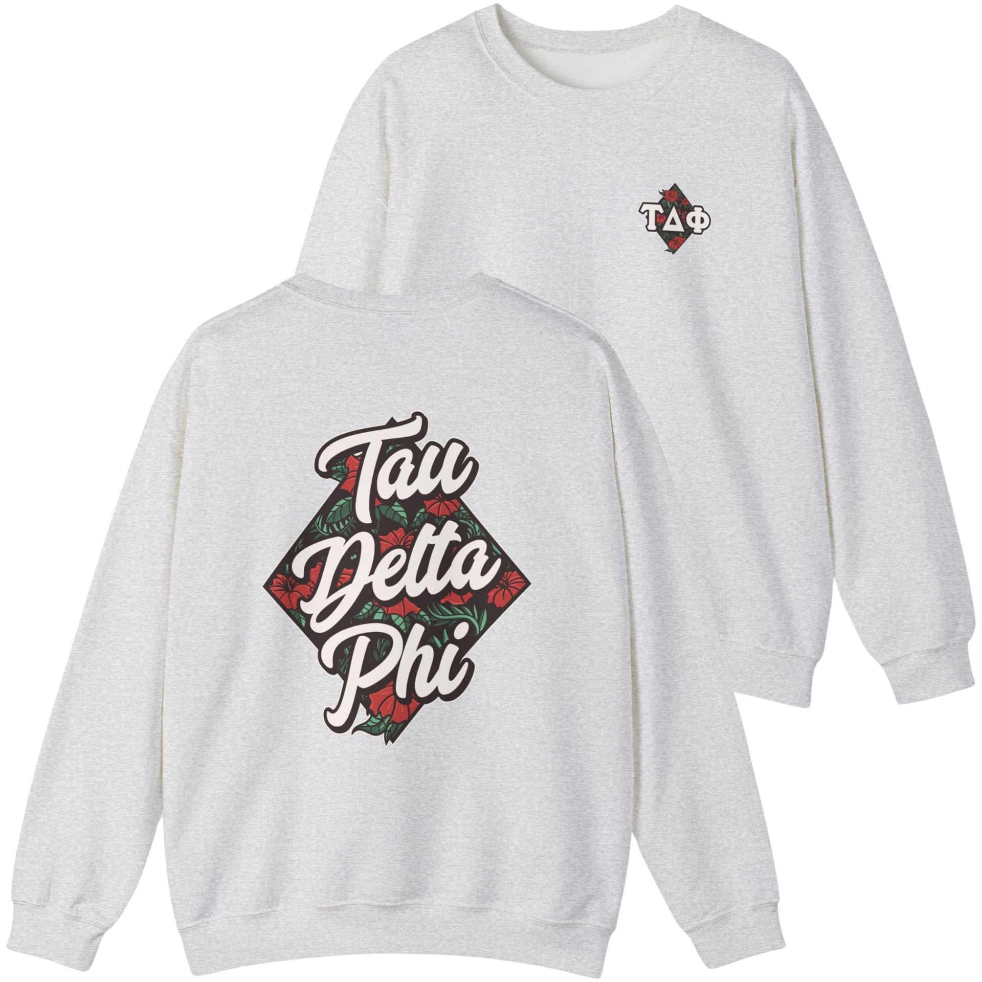 Grey Tau Delta Phi Graphic Crewneck Sweatshirt | Aloha