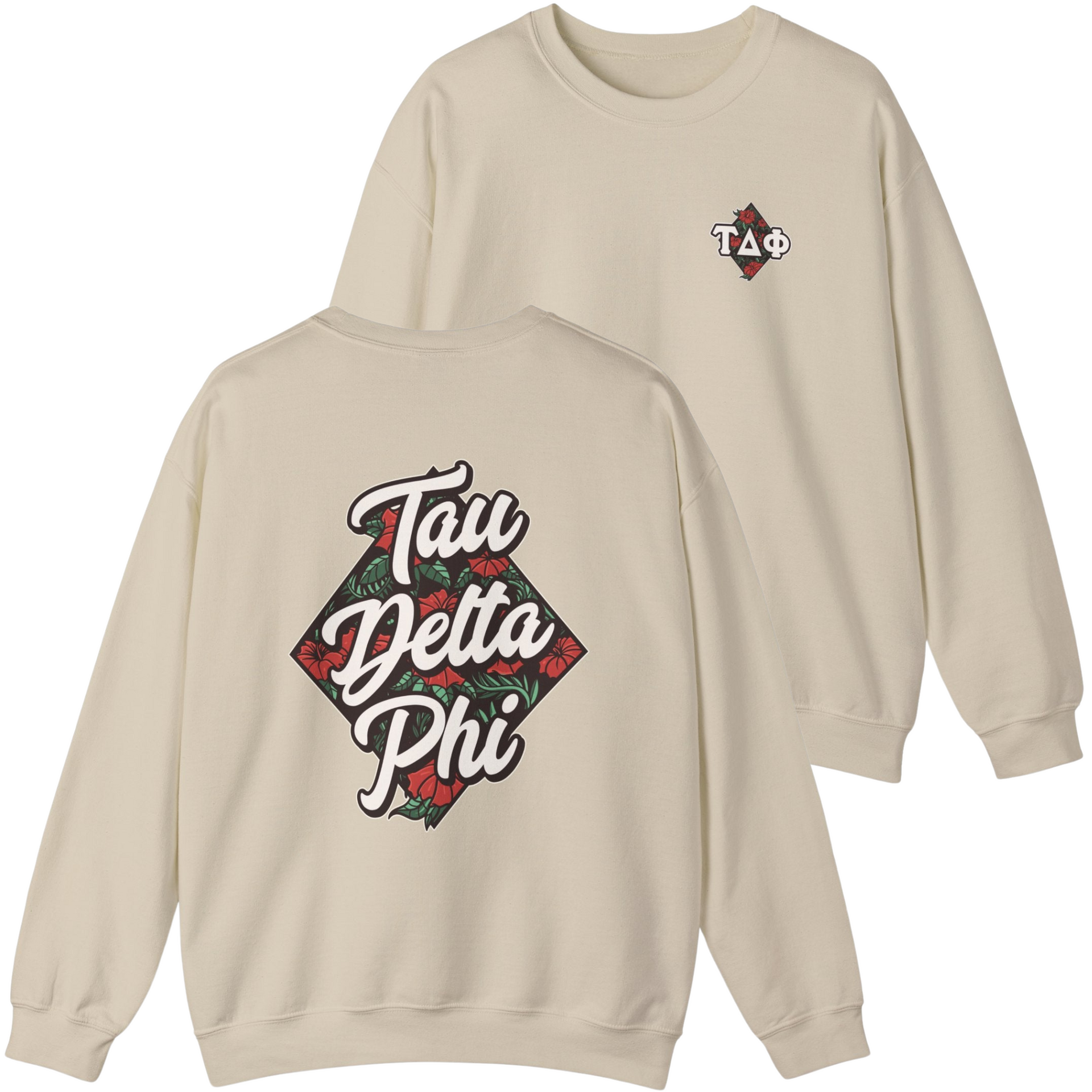 Ivory Tau Delta Phi Graphic Crewneck Sweatshirt | Aloha