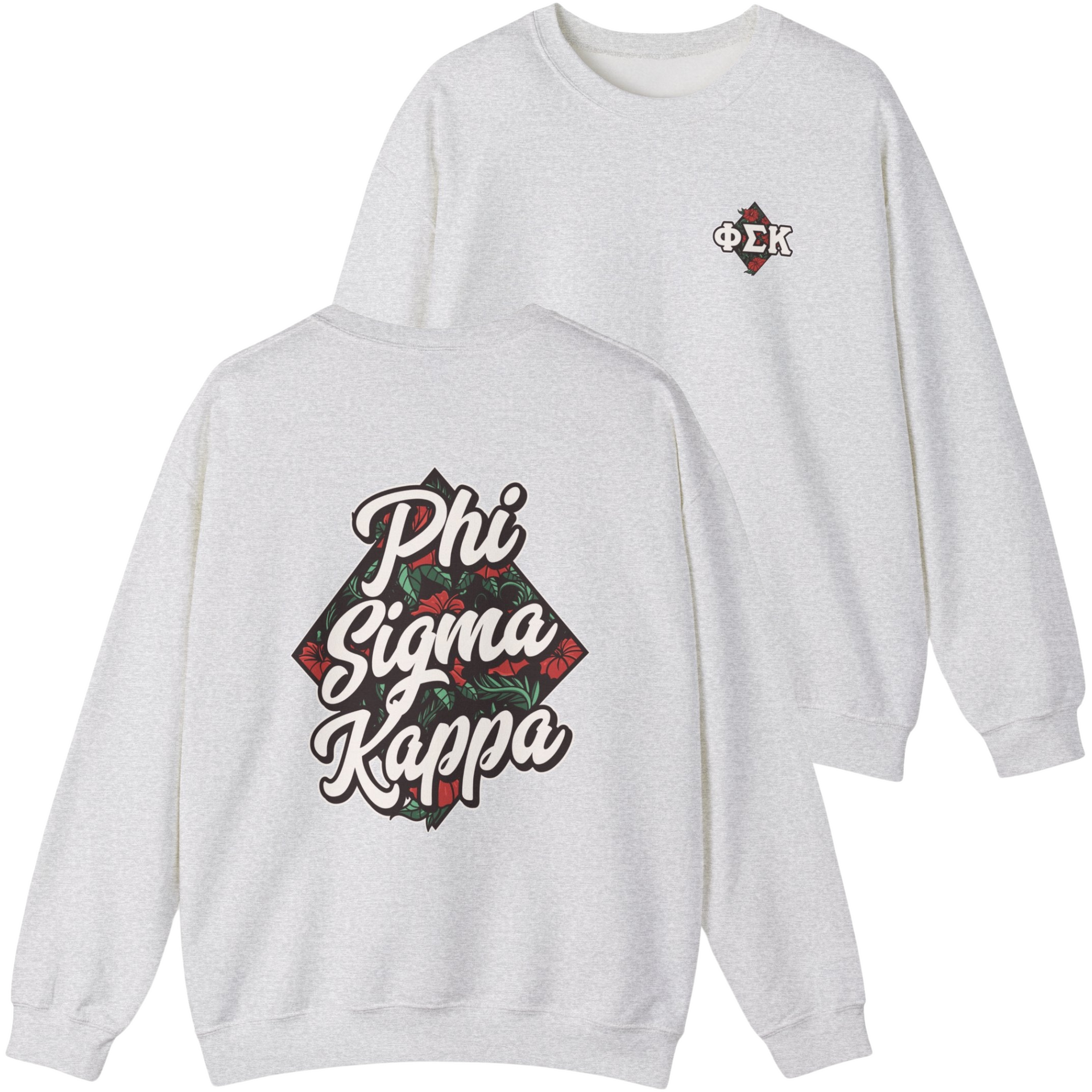 Grey Phi Sigma Kappa Graphic Crewneck Sweatshirt | Aloha