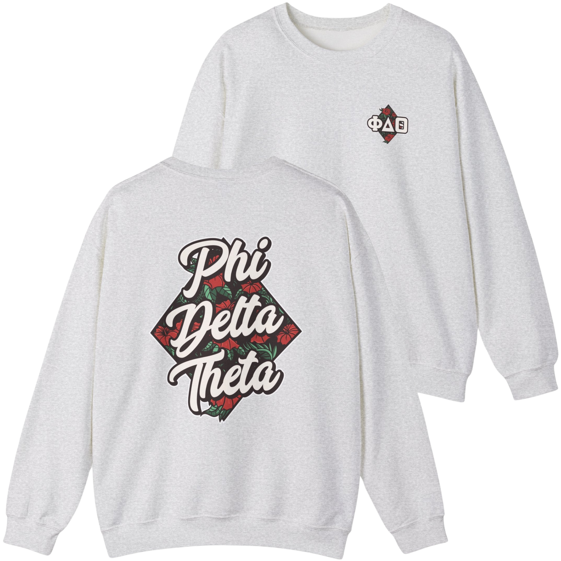 Grey Phi Delta Theta Graphic Crewneck Sweatshirt | Aloha