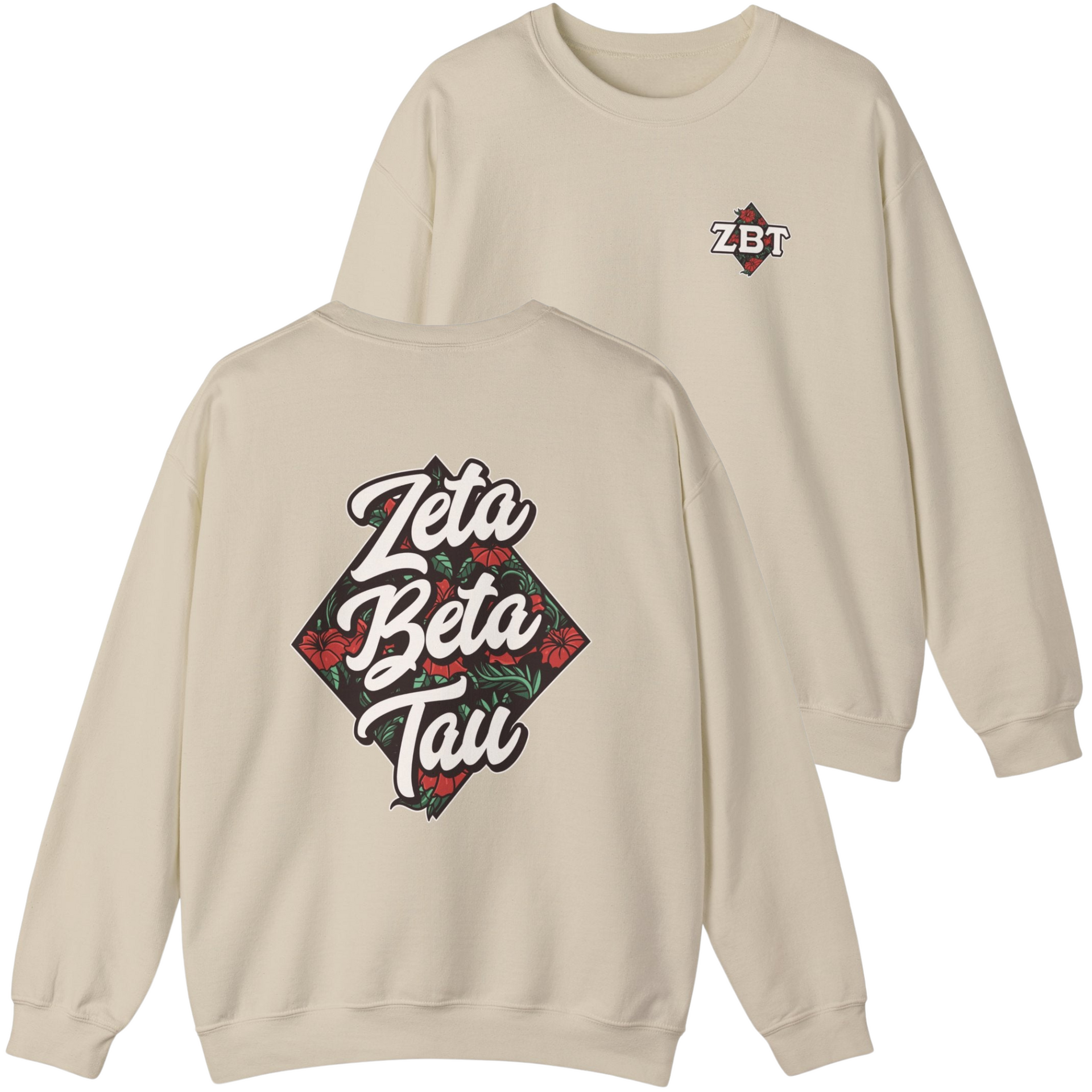 ivory Zeta Beta Tau Graphic Crewneck Sweatshirt | Aloha