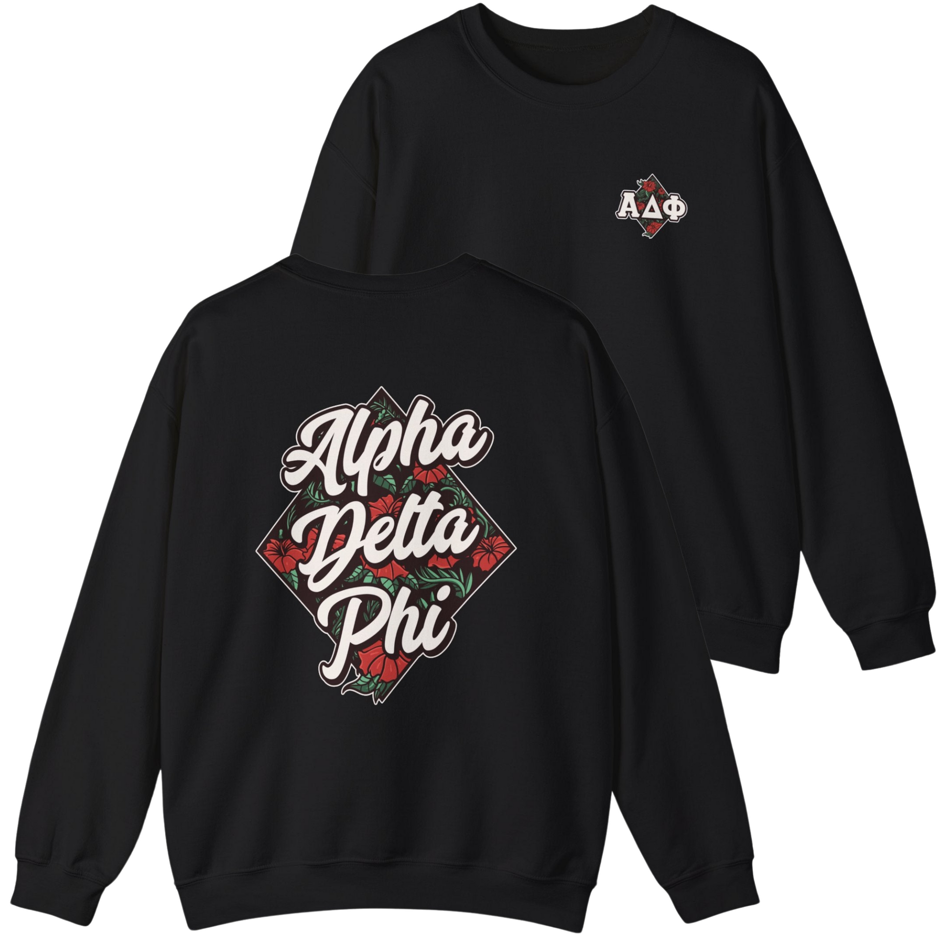 Black Alpha Delta Phi Graphic Crewneck Sweatshirt | Aloha