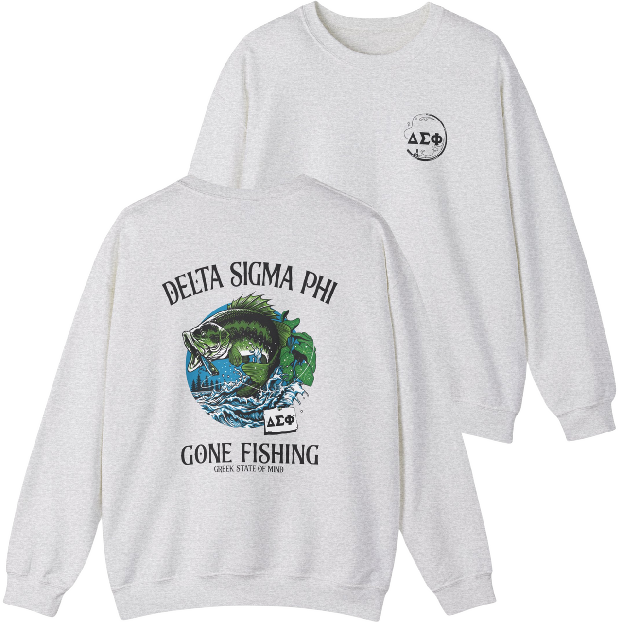 Delta Sigma Phi Graphic Crewneck Sweatshirt | Gone Fishing