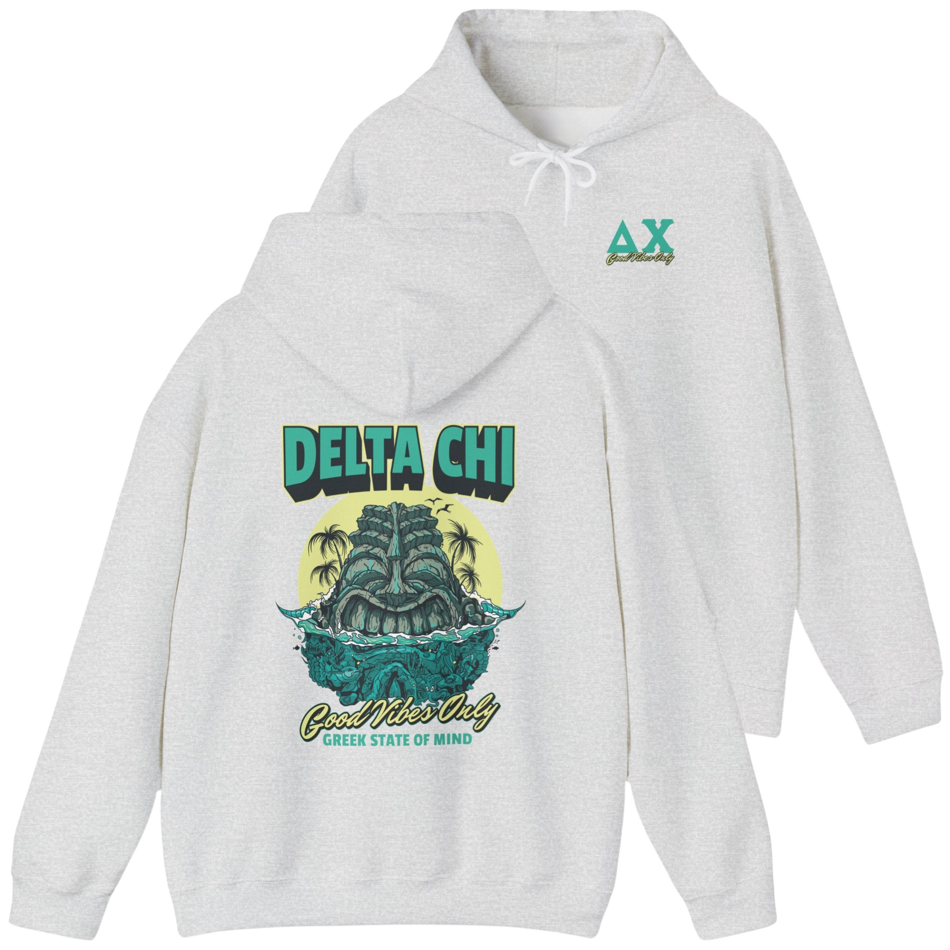 ash Delta Chi Graphic Hoodie | Good Vibes Only