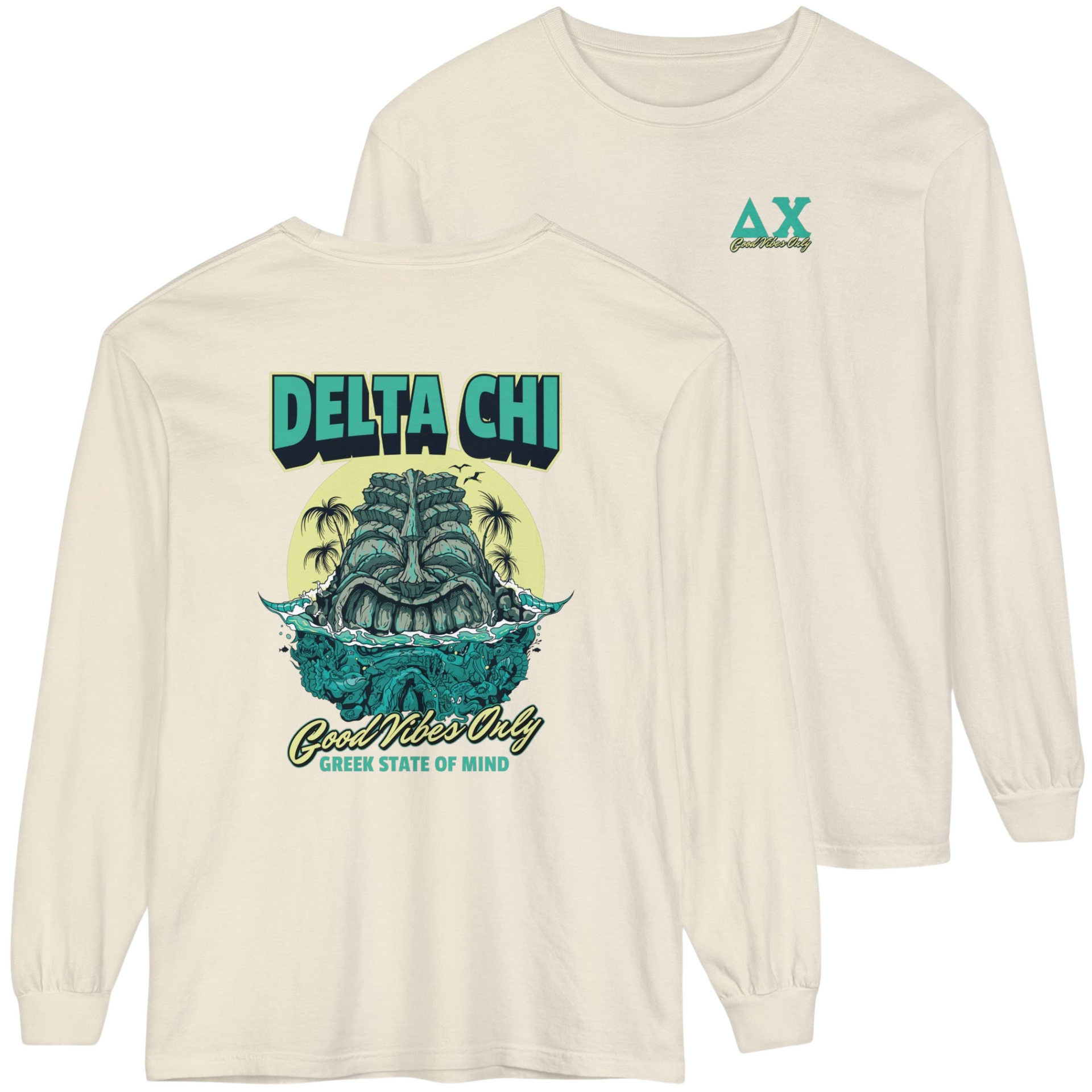 ivory Delta Chi Graphic Long Sleeve | Good Vibes Only