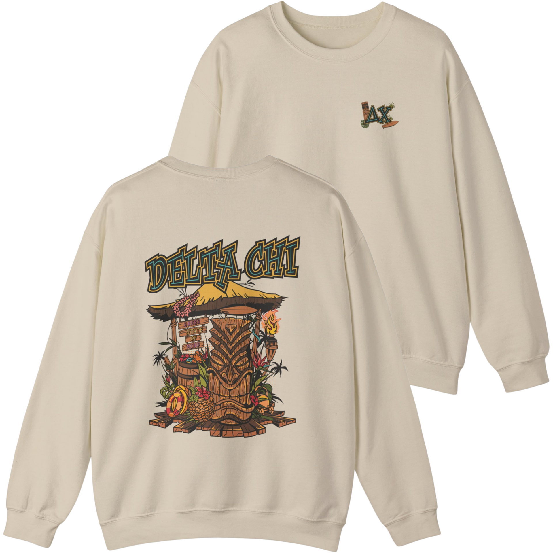 ivory Delta Chi Graphic Crewneck Sweatshirt | Tiki Time