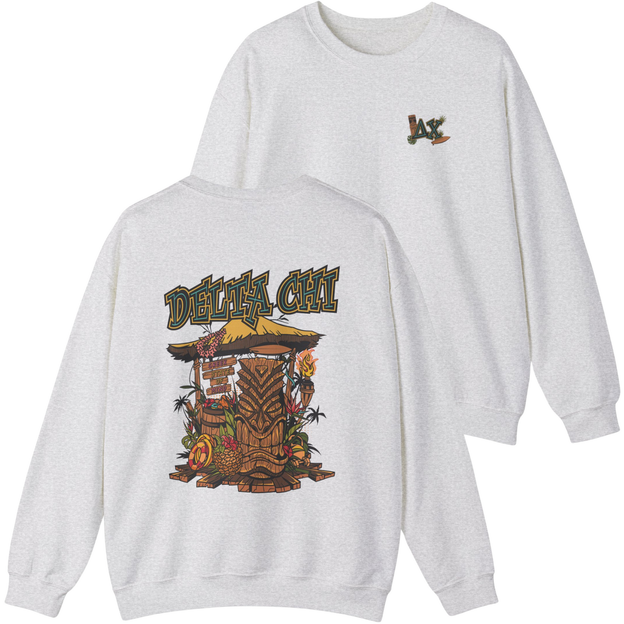 grey Delta Chi Graphic Crewneck Sweatshirt | Tiki Time