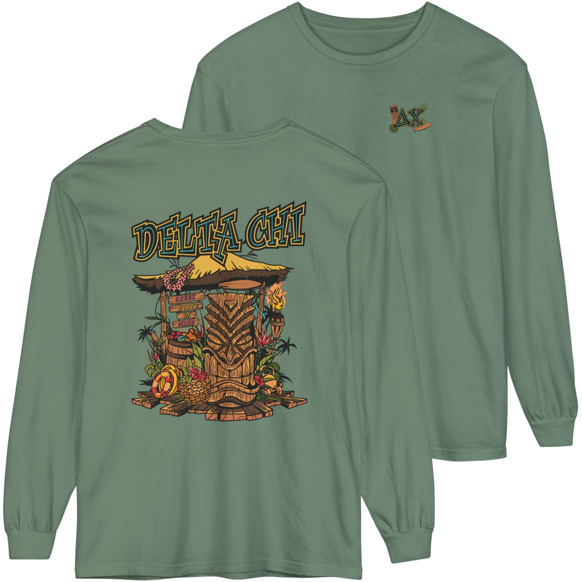 green Delta Chi Graphic Long Sleeve | Tiki Time