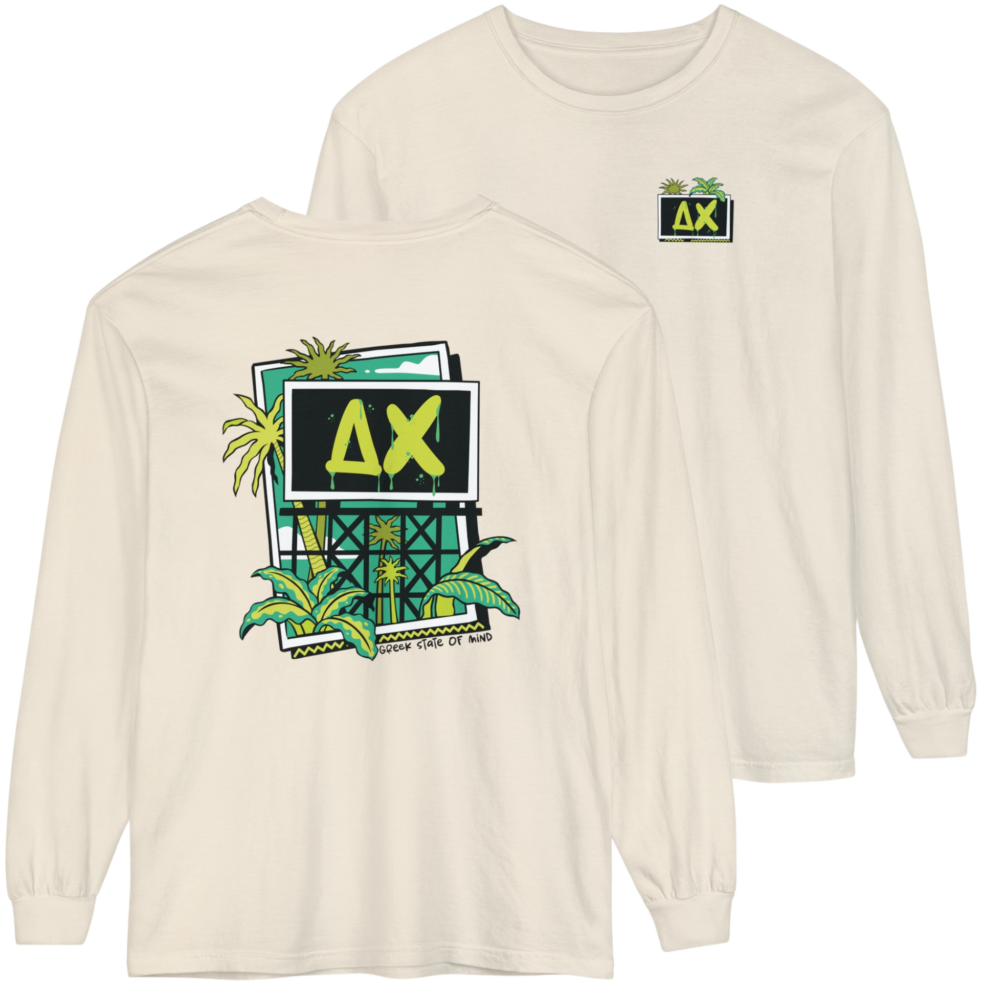 ivory Delta Chi Graphic Long Sleeve | Tropical Billboard
