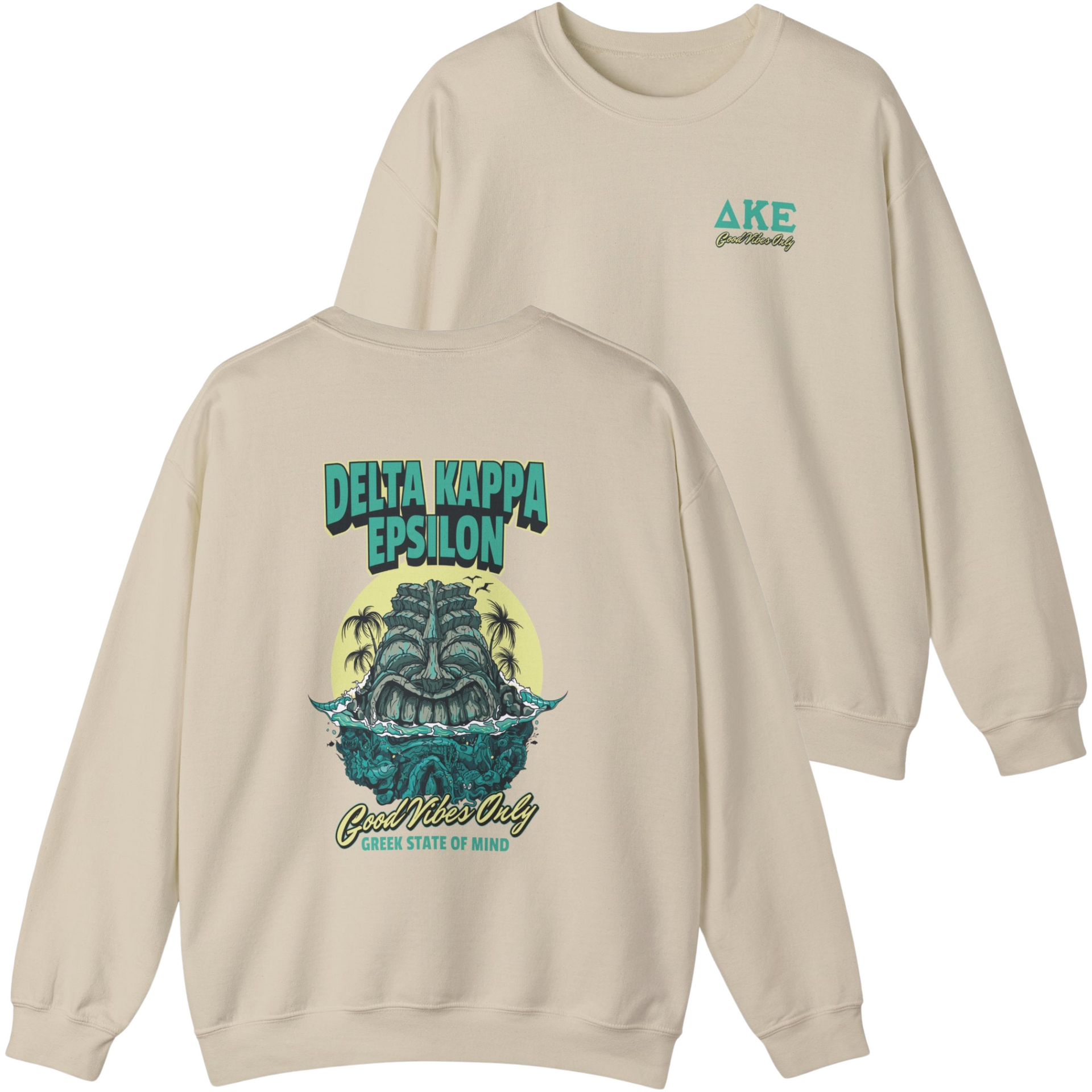 ivory Delta Kappa Epsilon Graphic Crewneck Sweatshirt | Good Vibes Only