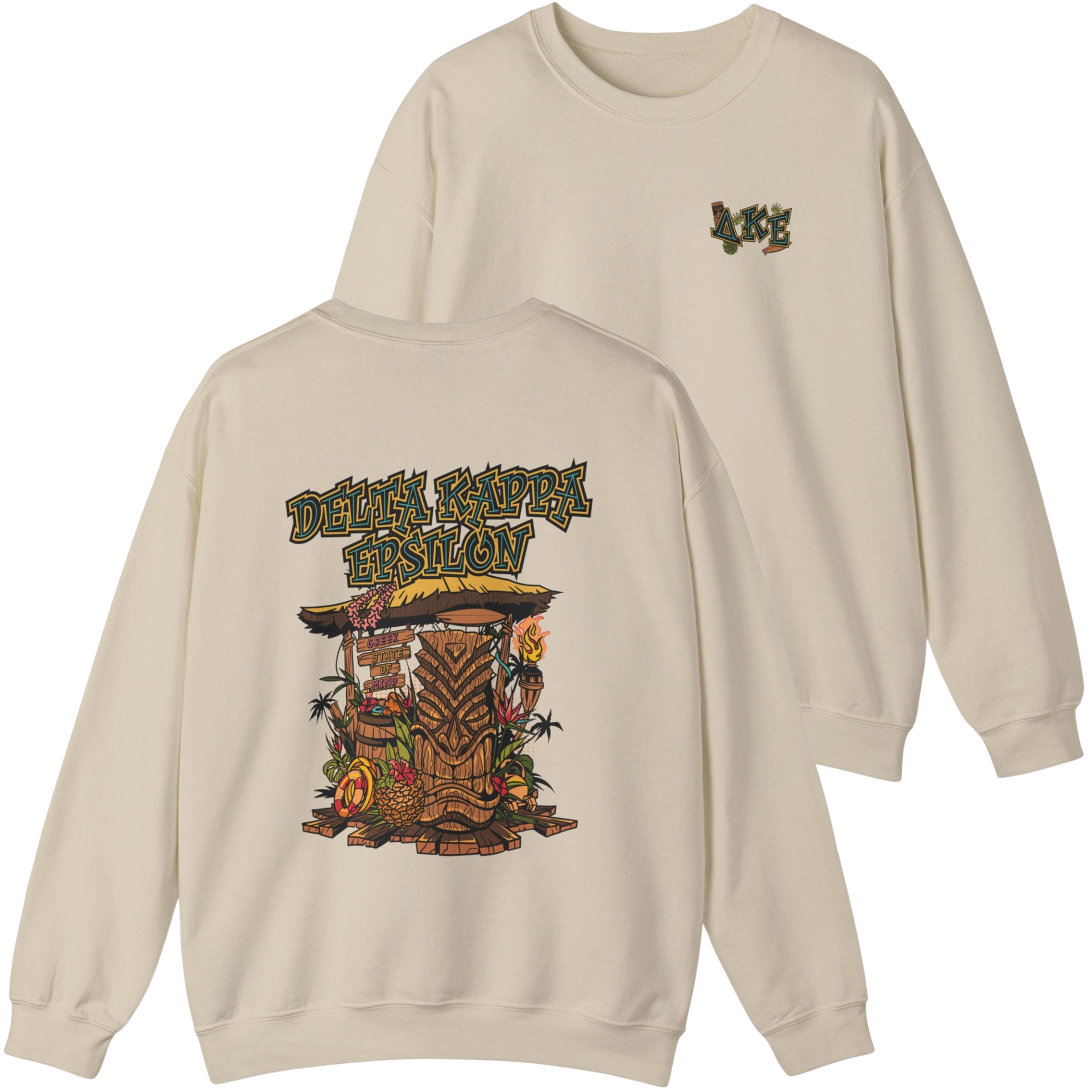 ivory Delta Kappa Epsilon Graphic Crewneck Sweatshirt | Tiki Time