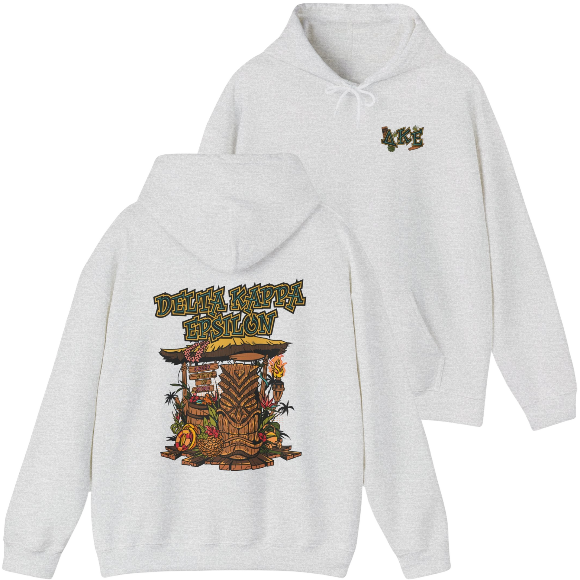 grey Delta Kappa Epsilon Graphic Hoodie | Tiki Time