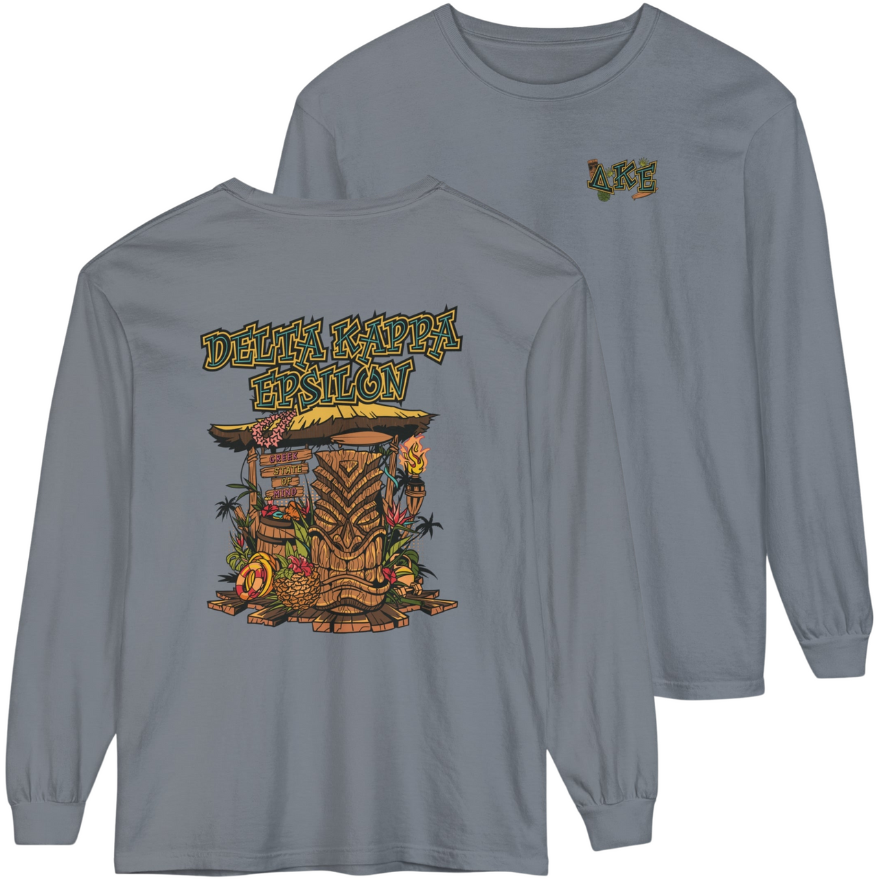 grey Delta Kappa Epsilon Graphic Long Sleeve | Tiki Time