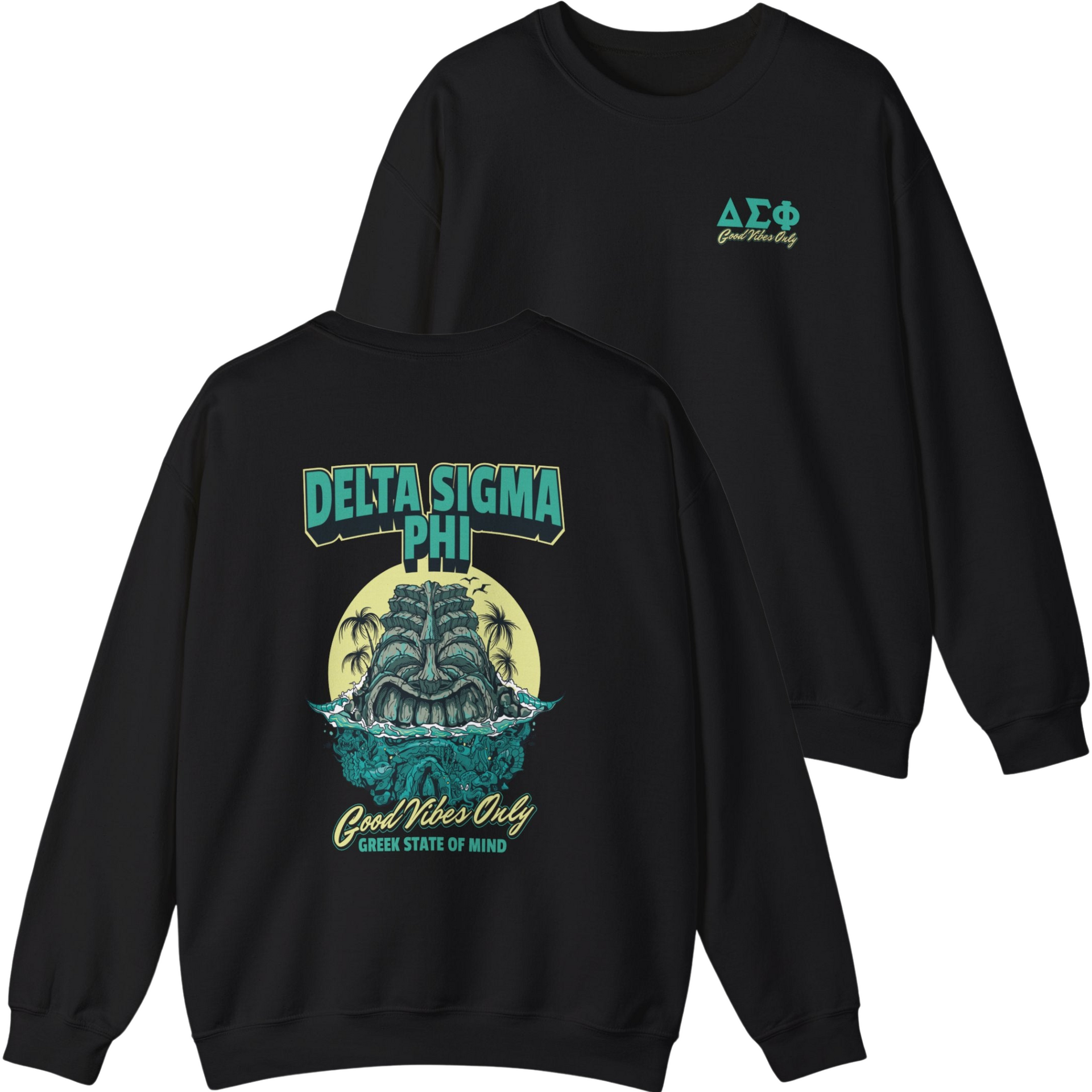 black Delta Sigma Phi Graphic Crewneck Sweatshirt | Good Vibes Only