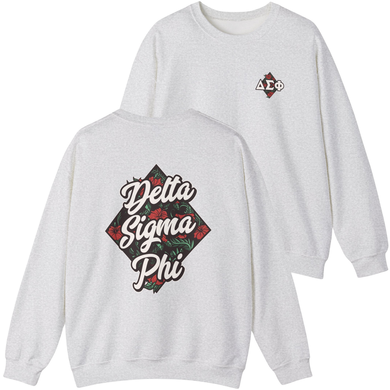 Grey Delta Sigma Phi Graphic Crewneck Sweatshirt | Aloha