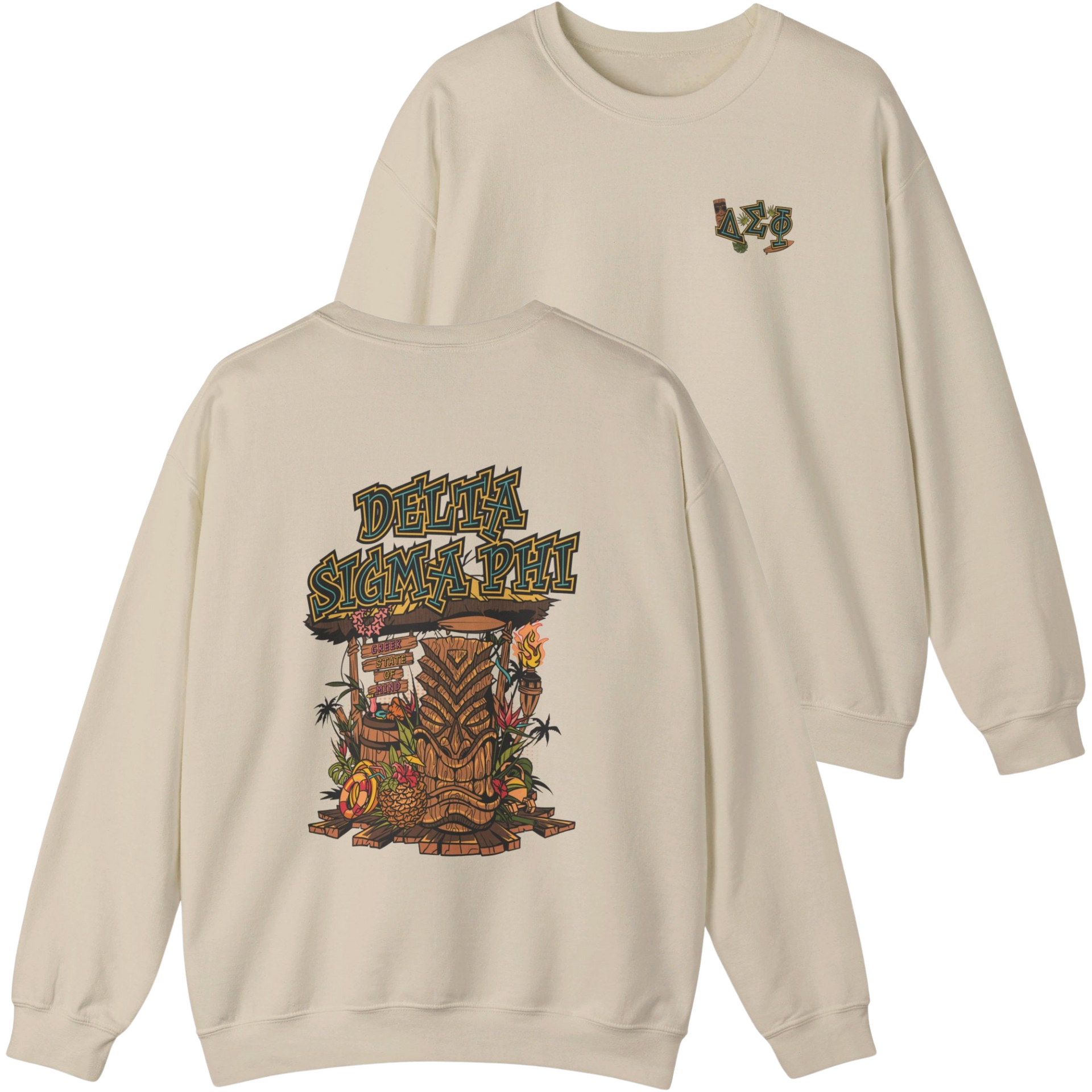 ivory Delta Sigma Phi Graphic Crewneck Sweatshirt