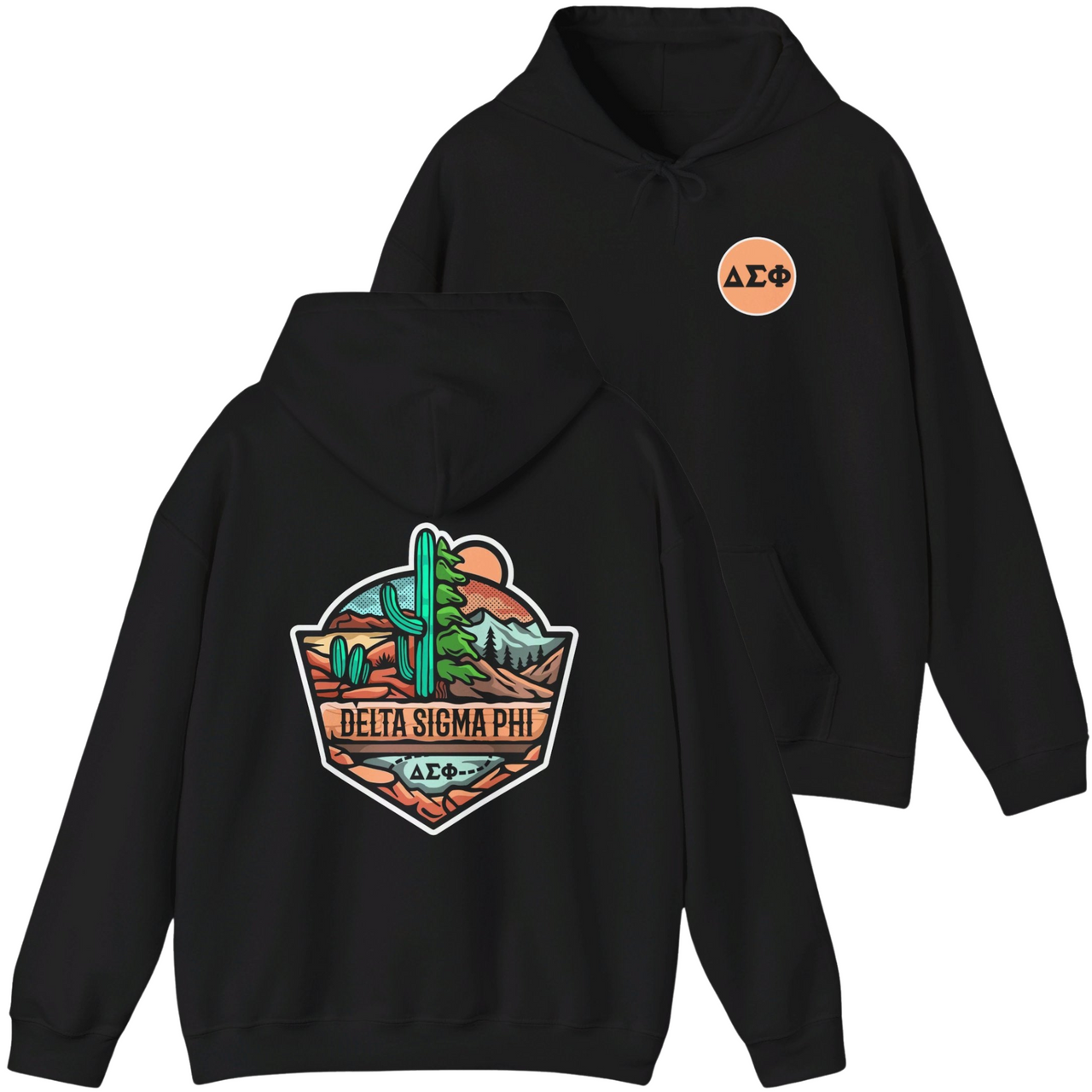 black Delta Sigma Phi Graphic Hoodie | Desert Mountains