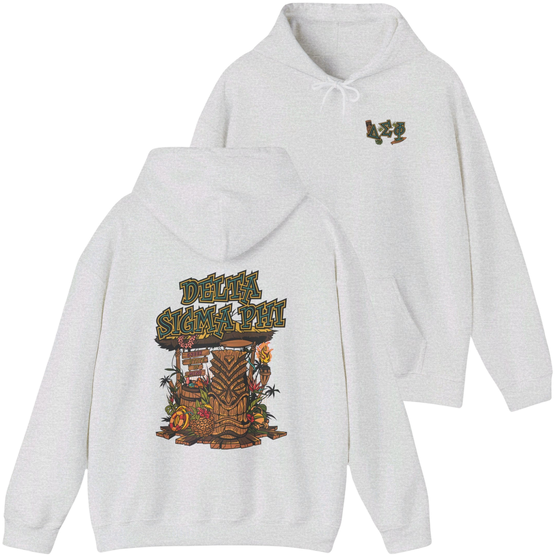 grey Delta Sigma Phi Graphic Hoodie