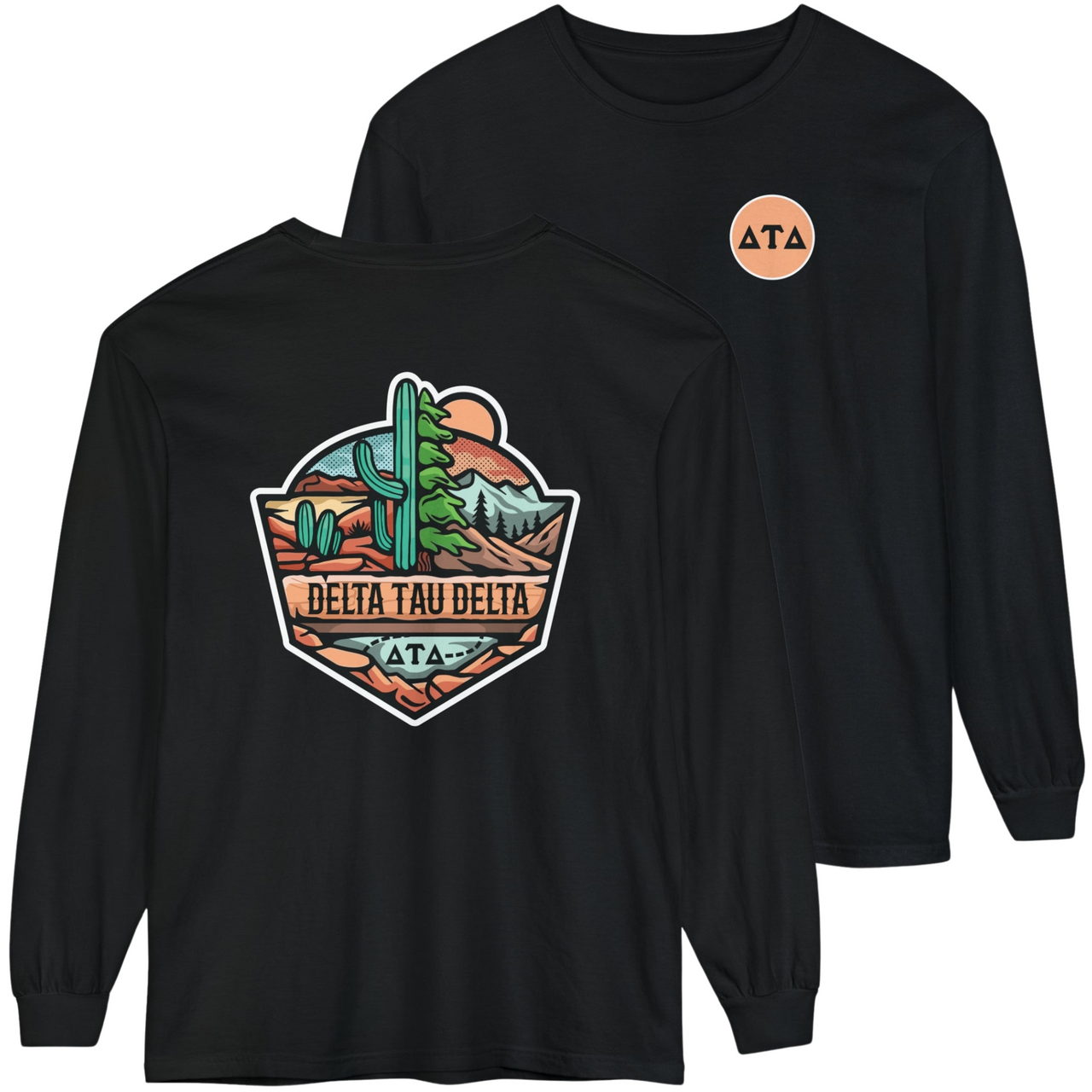 Black Delta Tau Delta Graphic Long Sleeve | Desert Mountains