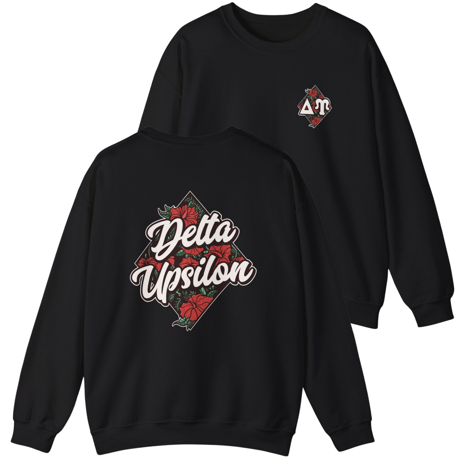 Black Delta Upsilon Graphic Crewneck Sweatshirt | Aloha