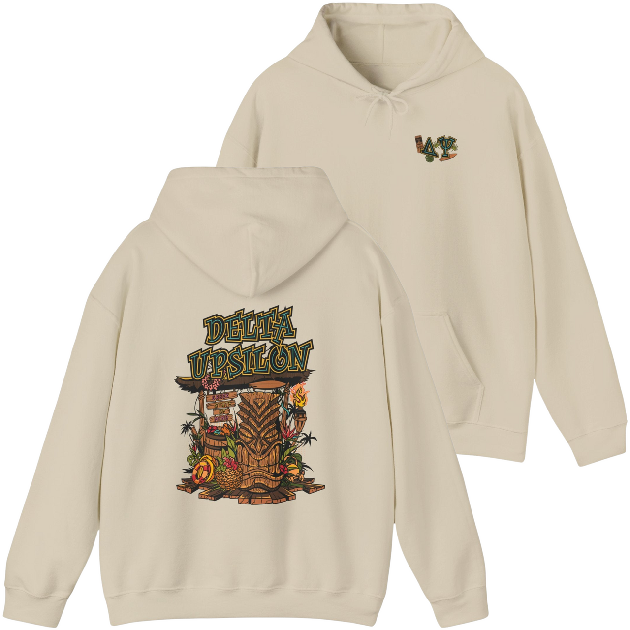 sand Delta Upsilon Graphic Hoodie | Tiki Time