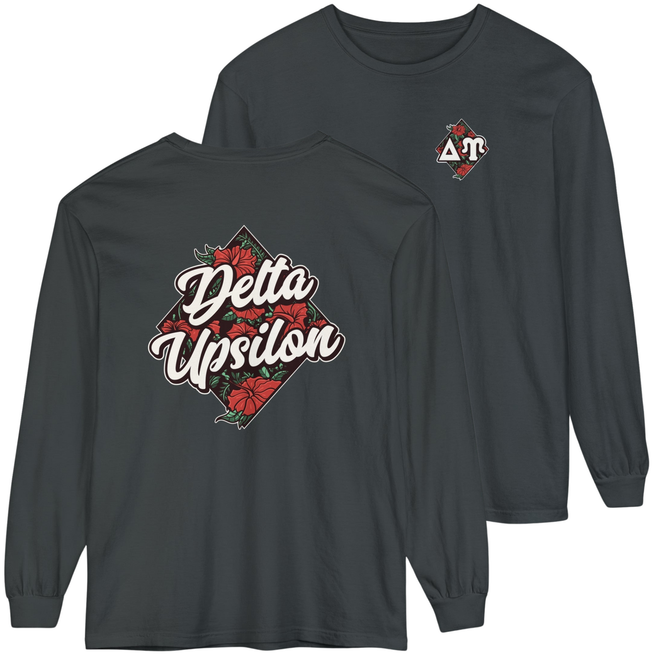 Grey Delta Upsilon Graphic Long Sleeve | Aloha