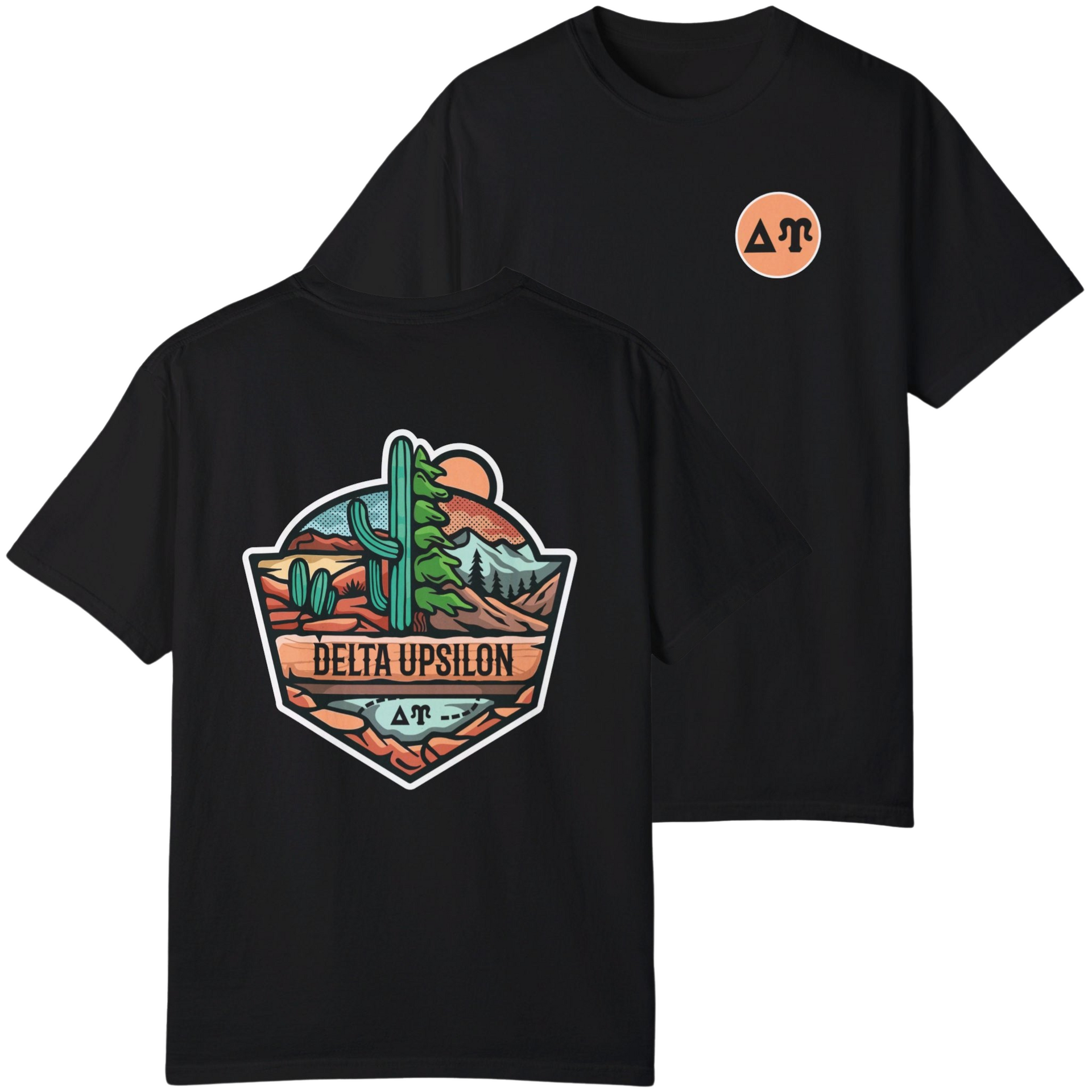 Black Delta Upsilon Graphic T-Shirt | Desert Mountains