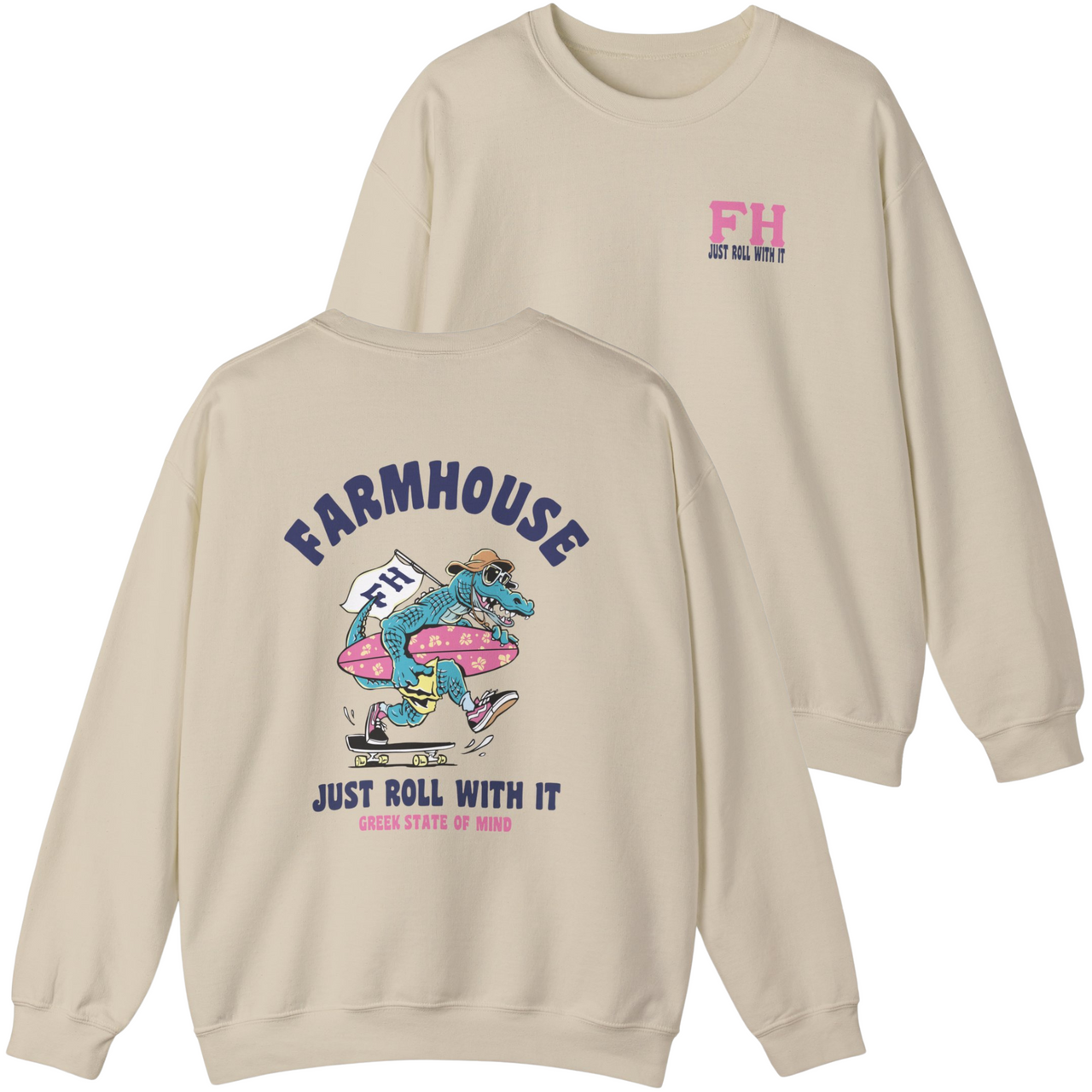 FarmHouse Graphic Crewneck Sweatshirt | Alligator Skater