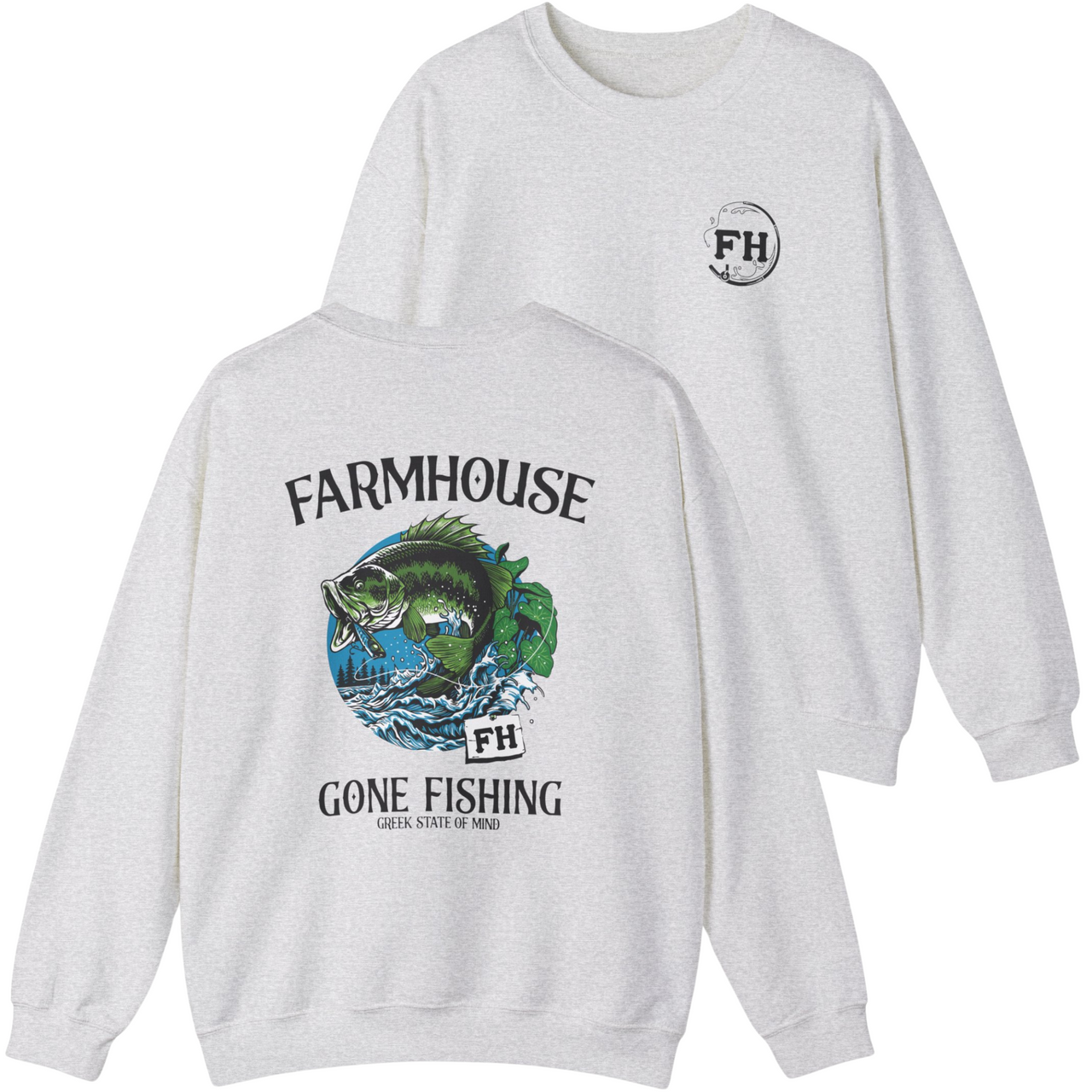 FarmHouse Graphic Crewneck Sweatshirt | Gone Fishing