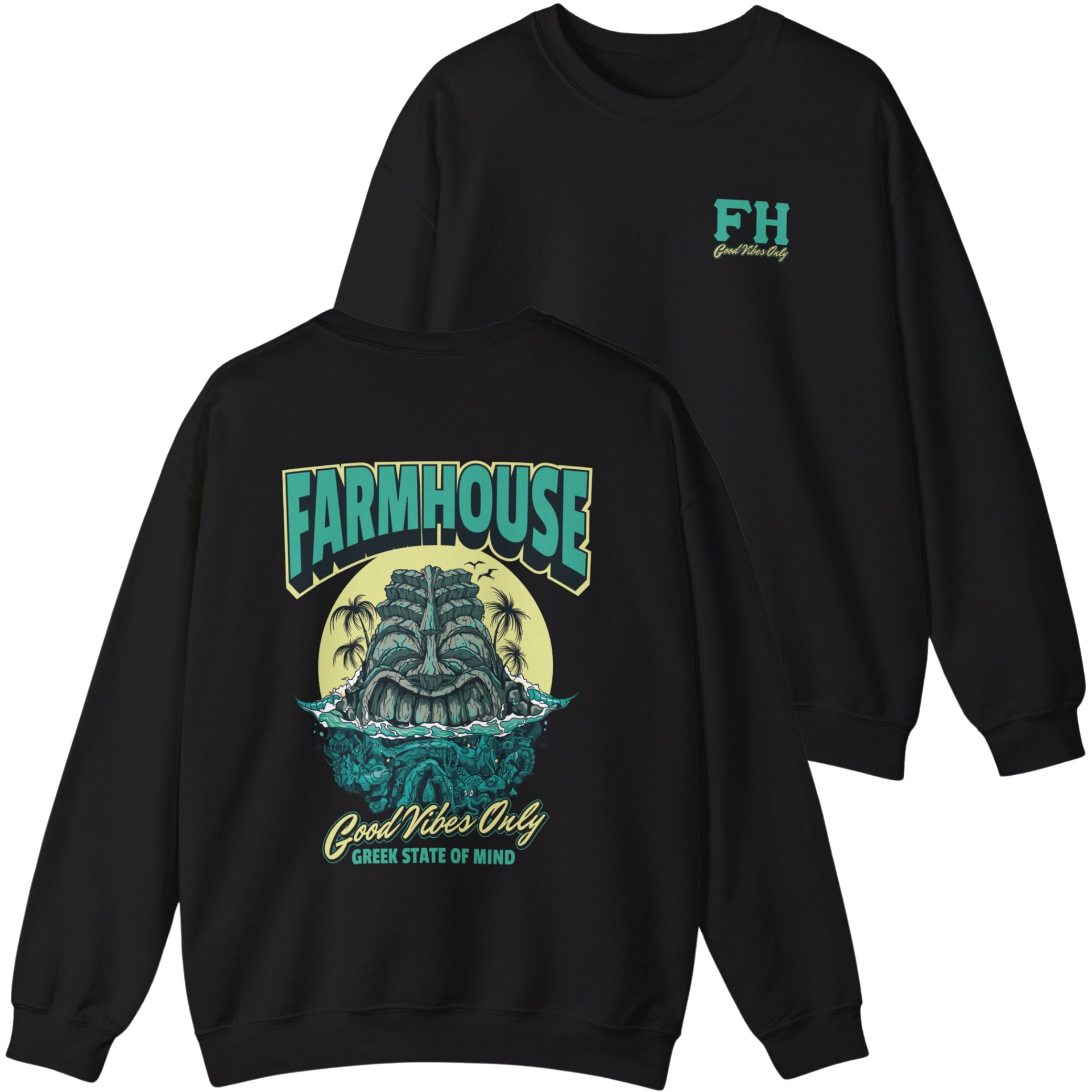 Black FarmHouse Graphic Crewneck Sweatshirt