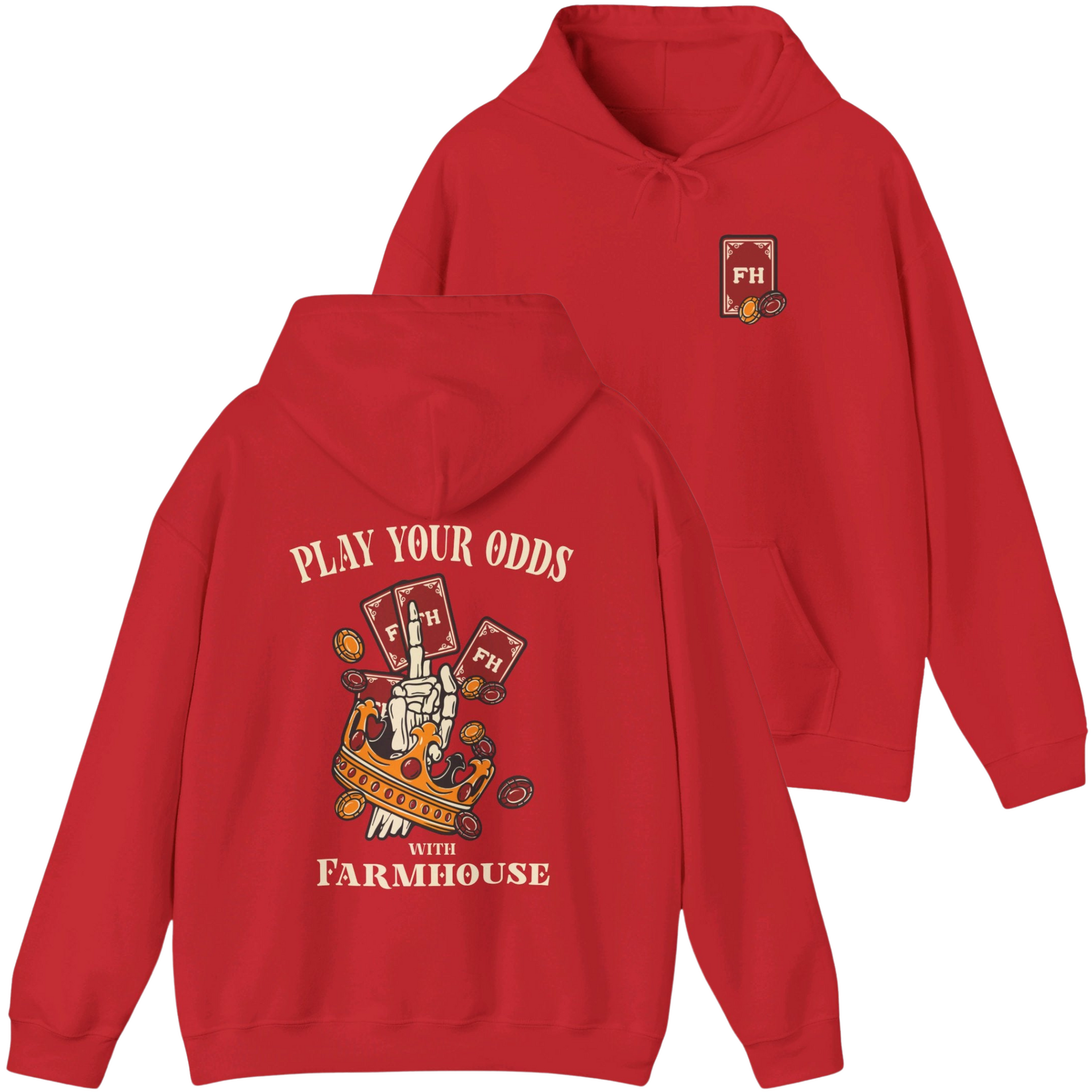 red FarmHouse Graphic Hoodie | Play Your Odds