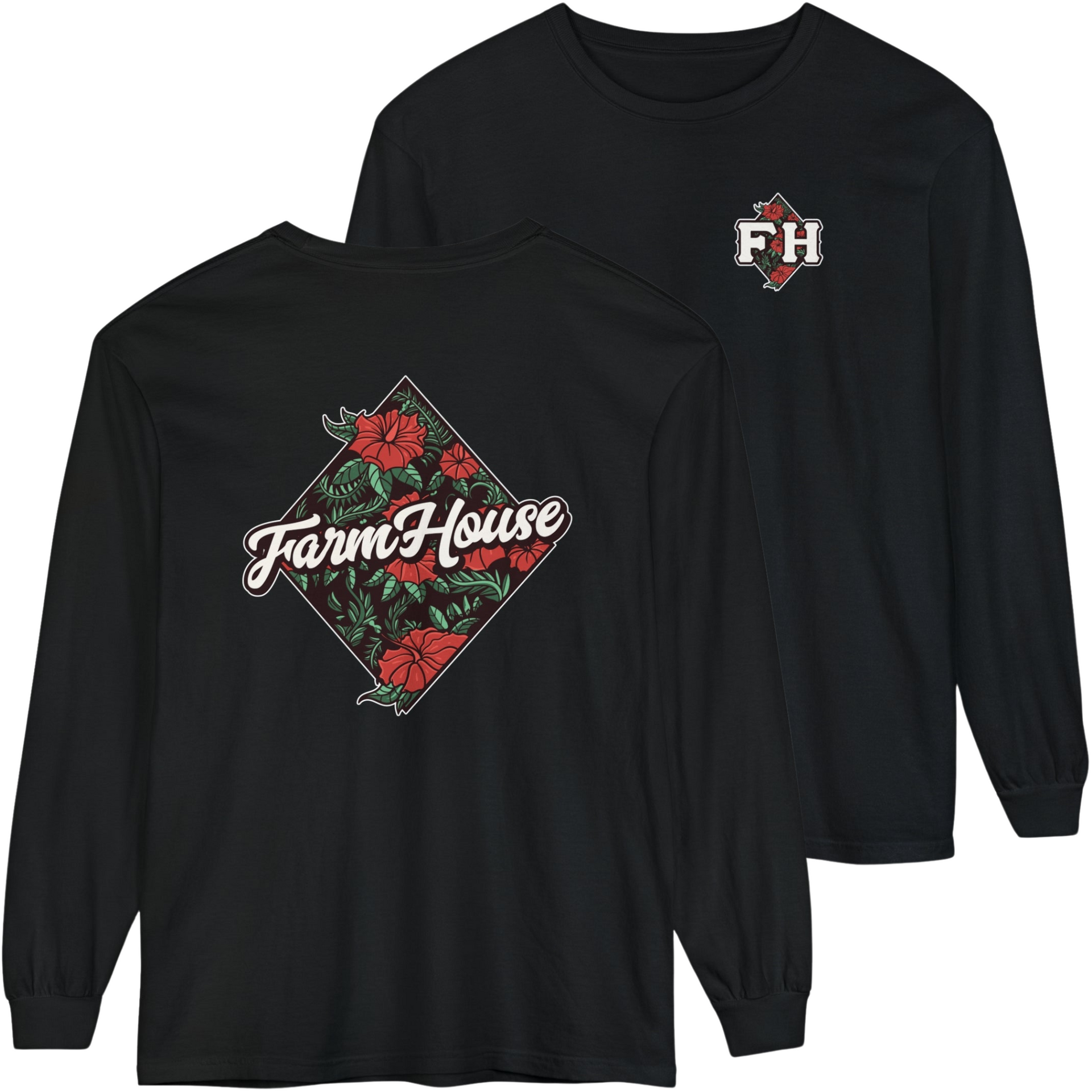 Black FarmHouse Graphic Long Sleeve | Aloha