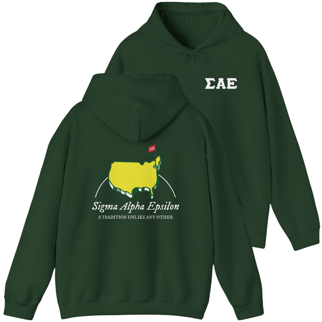 Green Sigma Alpha Epsilon Graphic Hoodie | The Masters
