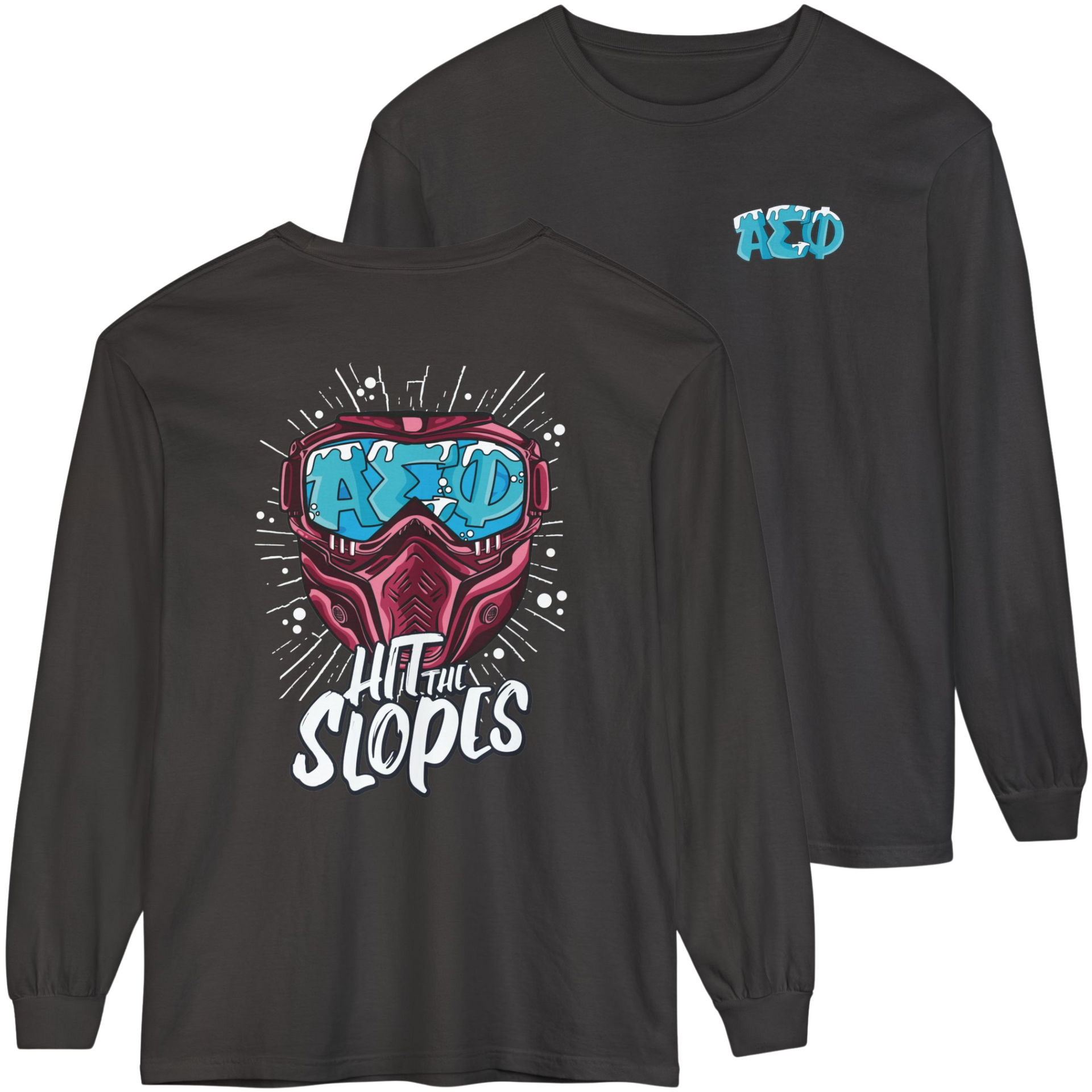 Grey Alpha Sigma Phi Graphic Long Sleeve | Hit the Slopes