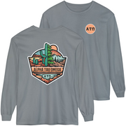 Grey Alpha Tau Omega Graphic Long Sleeve T-Shirt | Desert Mountains