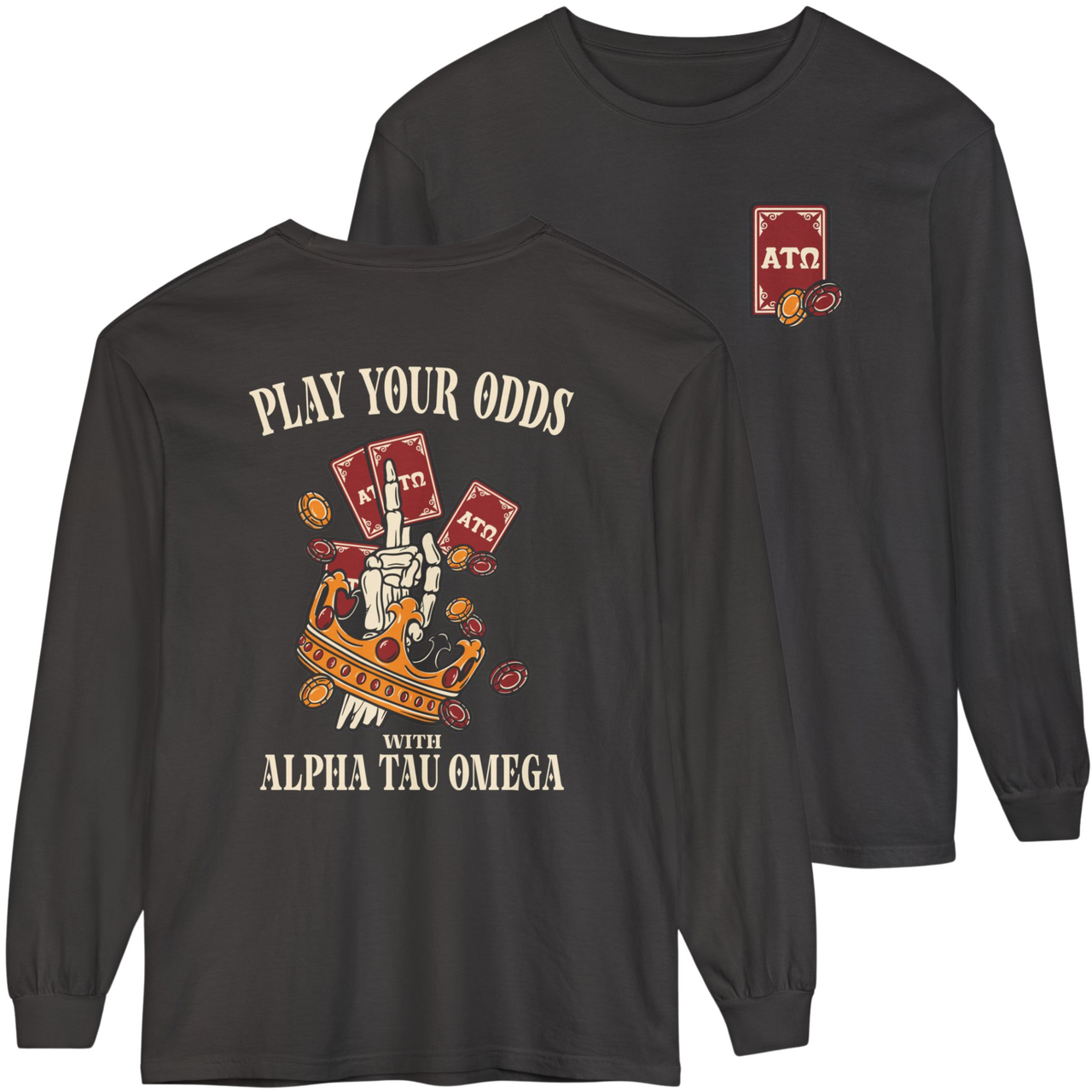 Grey Alpha Tau Omega Graphic Long Sleeve | Play Your Odds