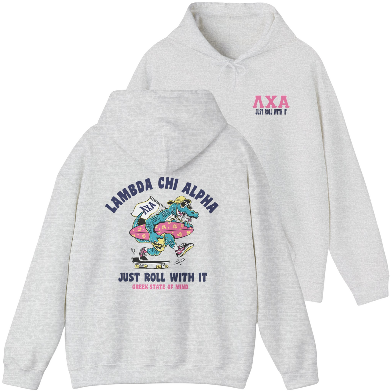 Grey Lambda Chi Alpha Graphic Hoodie | Alligator Skater