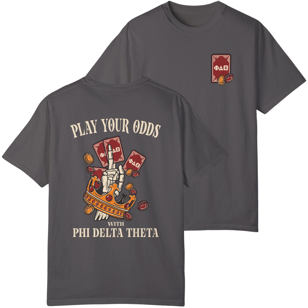 Grey Phi Delta Theta Graphic T-Shirt | Play Your Odds