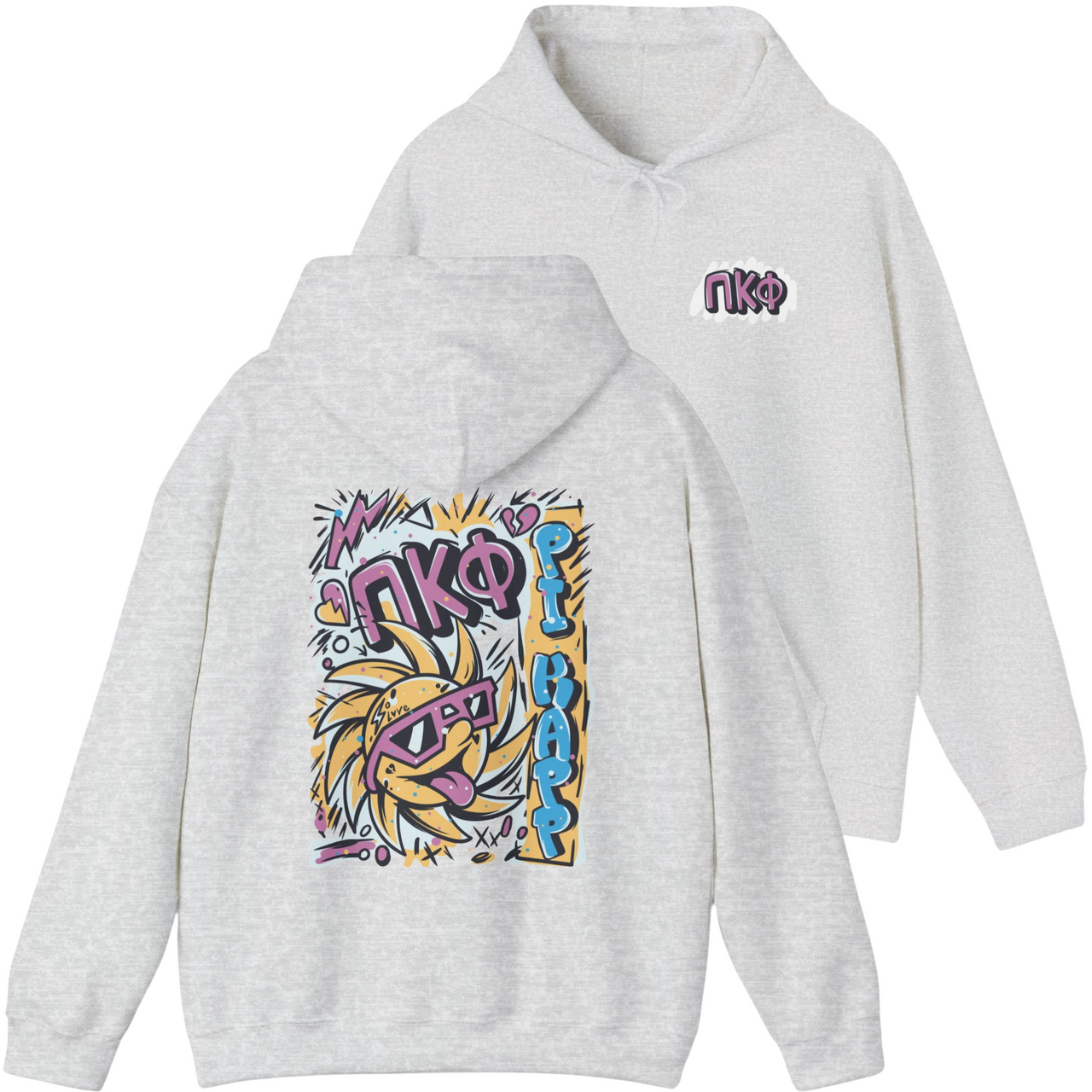 grey Pi Kappa Phi Graphic Hoodie | Fun in the Sun