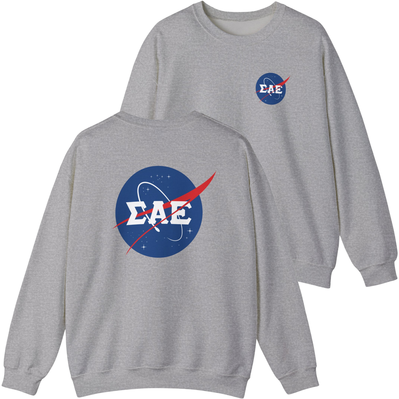 Grey Sigma Alpha Epsilon Graphic Crewneck Sweatshirt | Nasa 2.0