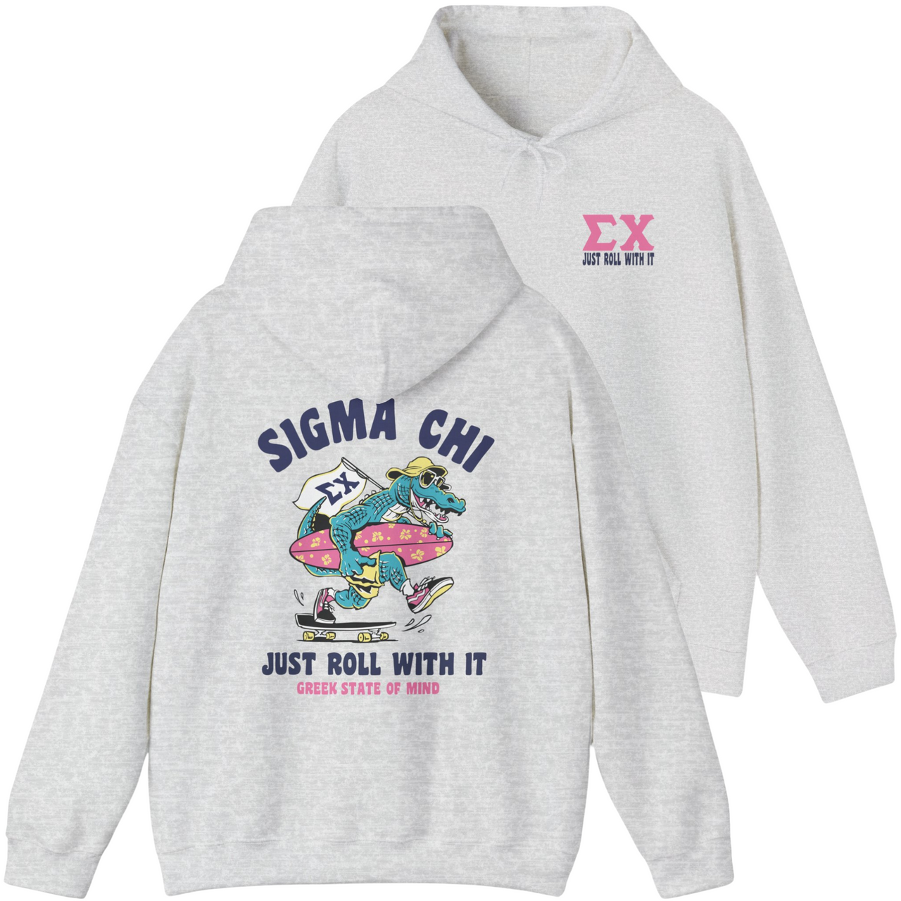 grey Sigma Chi Graphic Hoodie | Alligator Skater