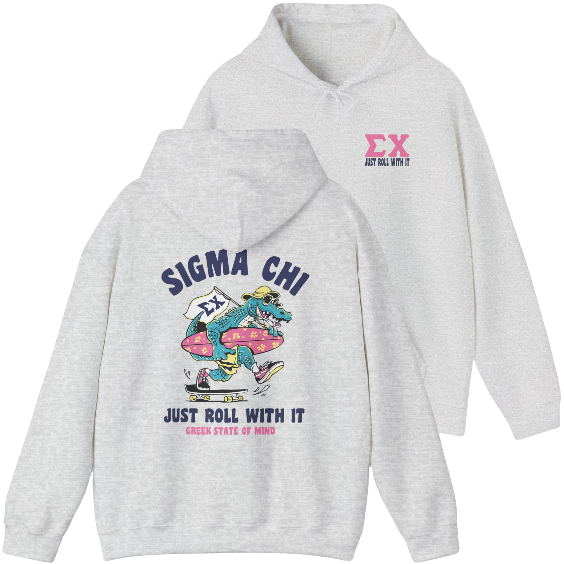 grey Sigma Chi Graphic Hoodie | Alligator Skater
