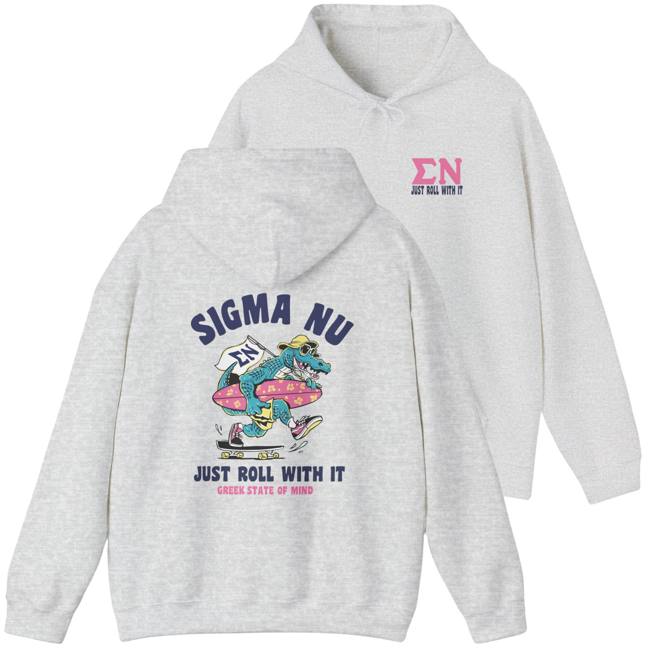 Grey Sigma Nu Graphic Hoodie | Alligator Skater