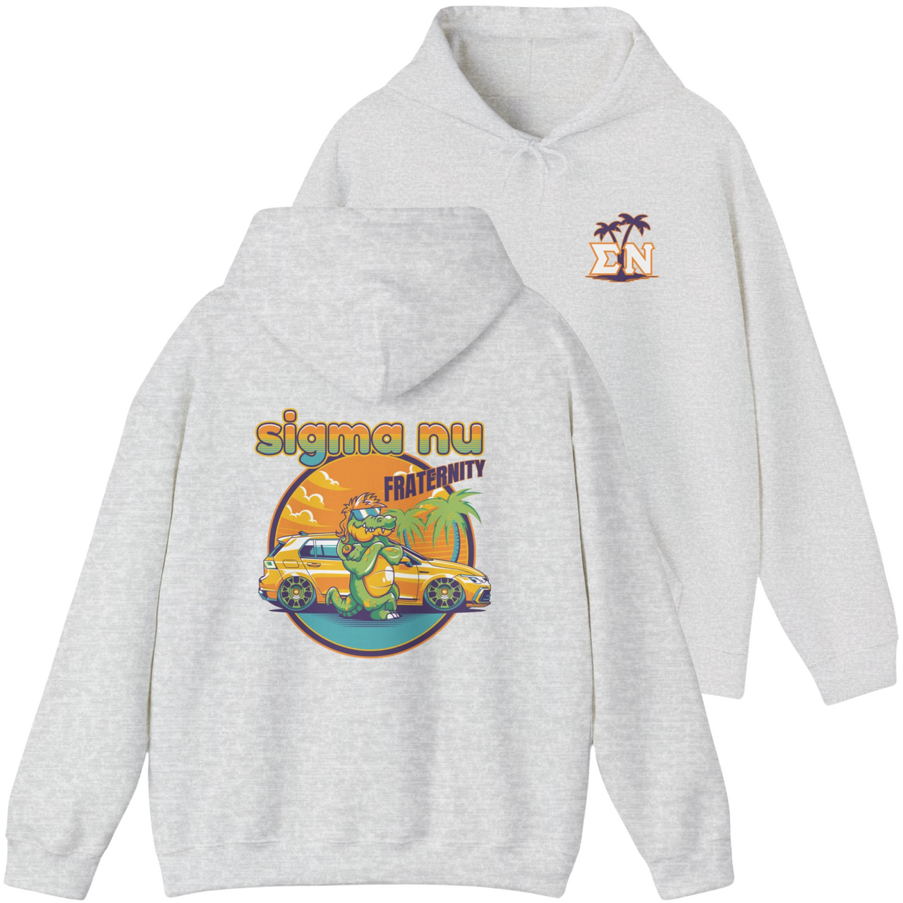 Grey Sigma Nu Graphic Hoodie | Cool Croc