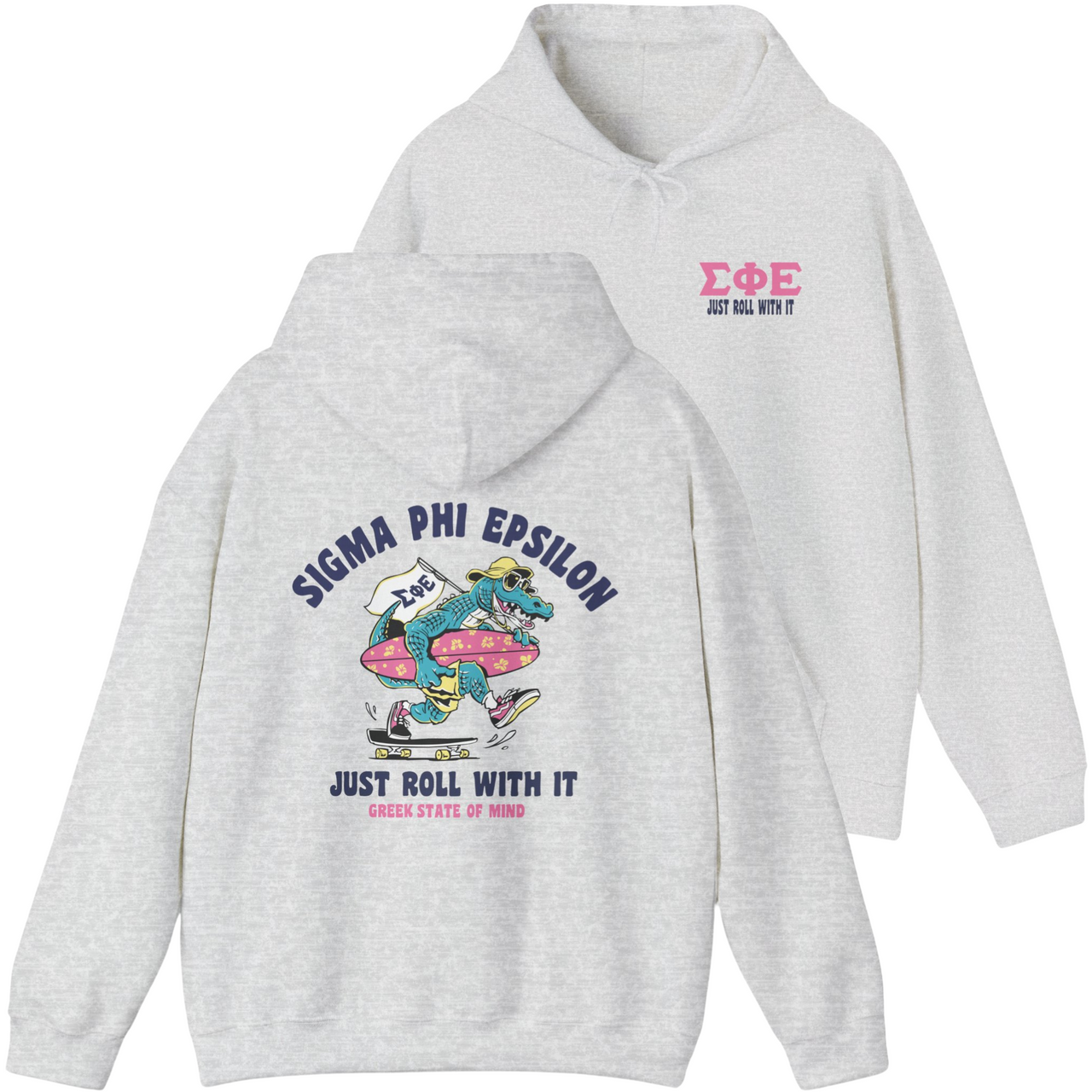 Grey Sigma Phi Epsilon Graphic Hoodie | Alligator Skater