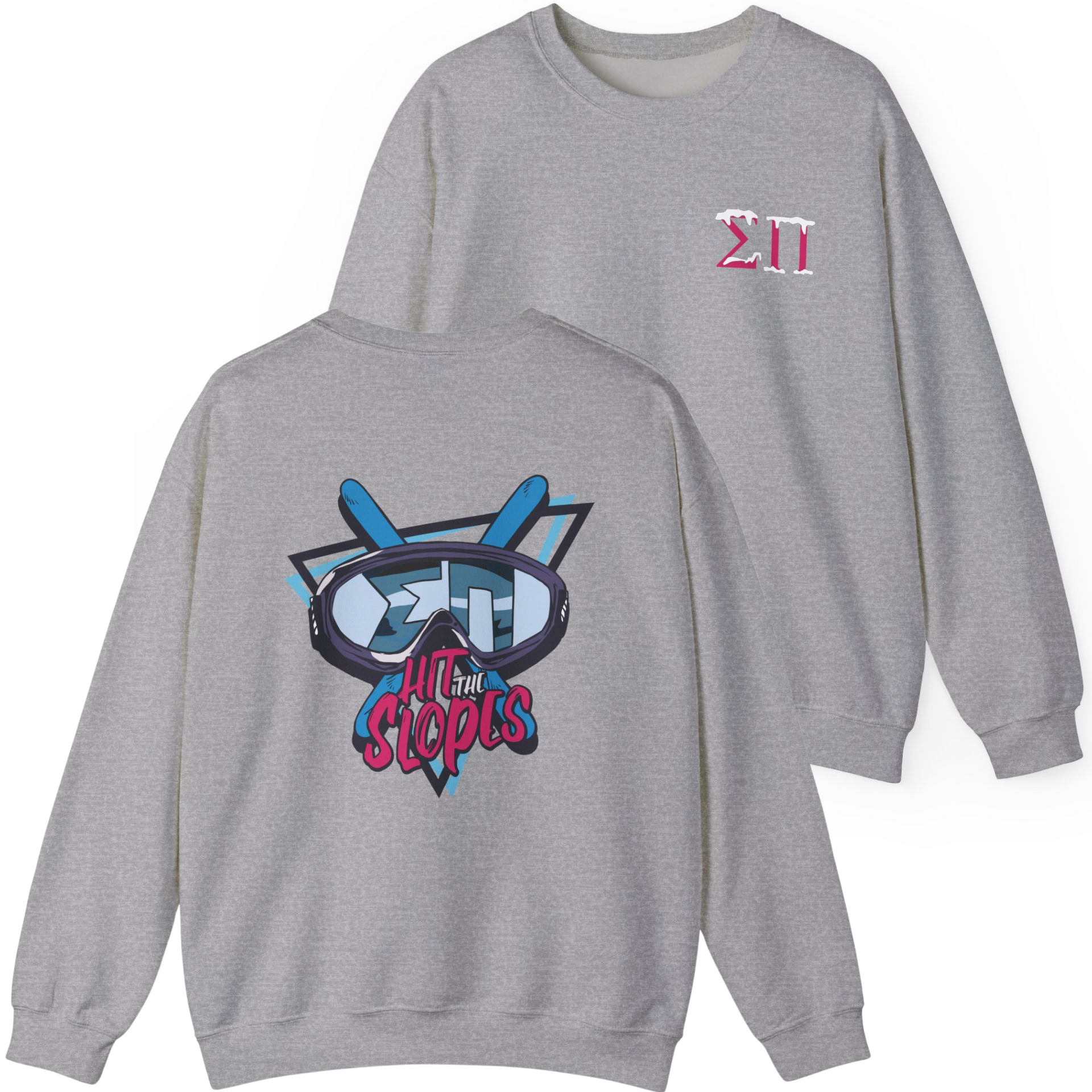 Grey Sigma Pi Graphic Crewneck Sweatshirt | Hit the Slopes