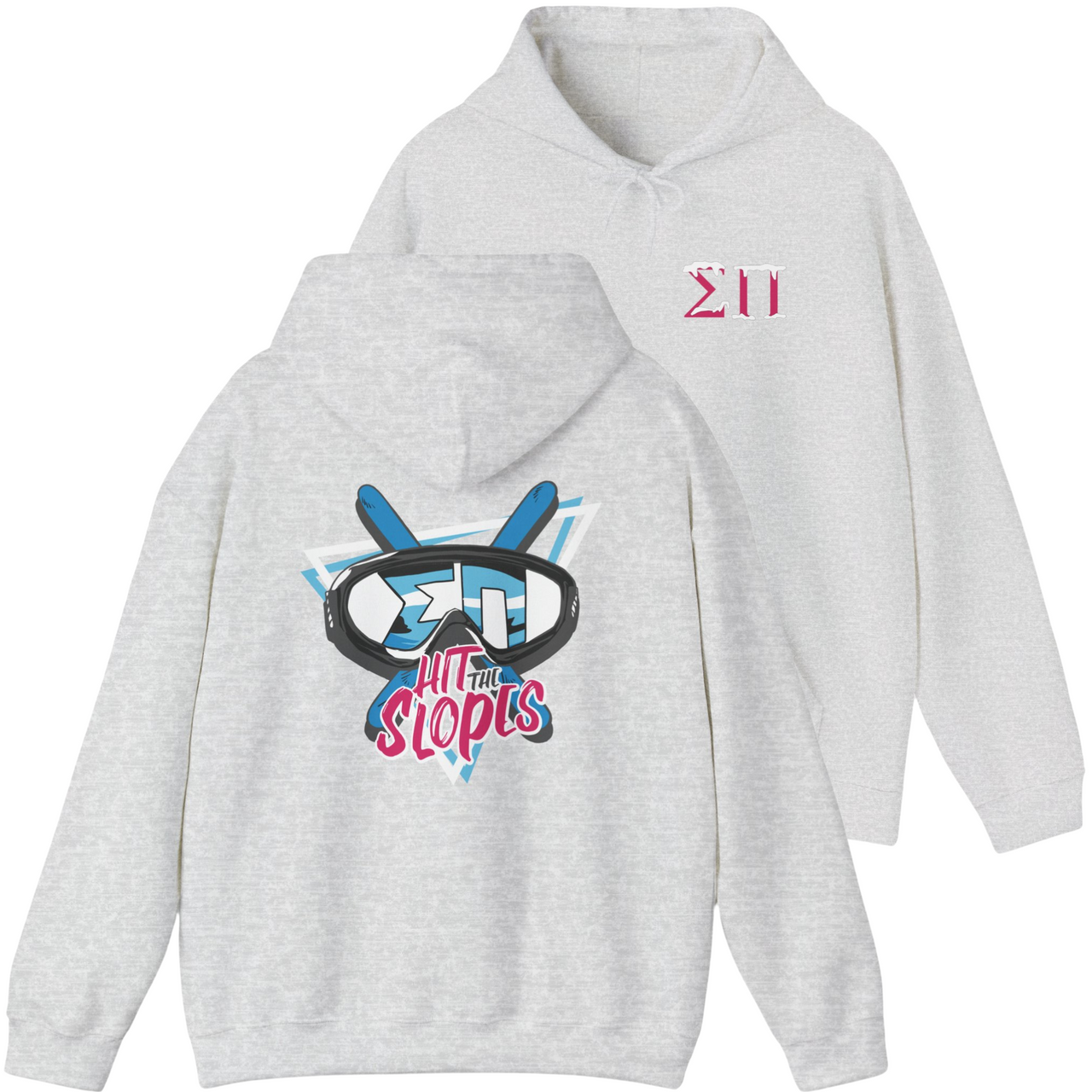 grey Sigma Pi Graphic Hoodie | Hit the Slopes