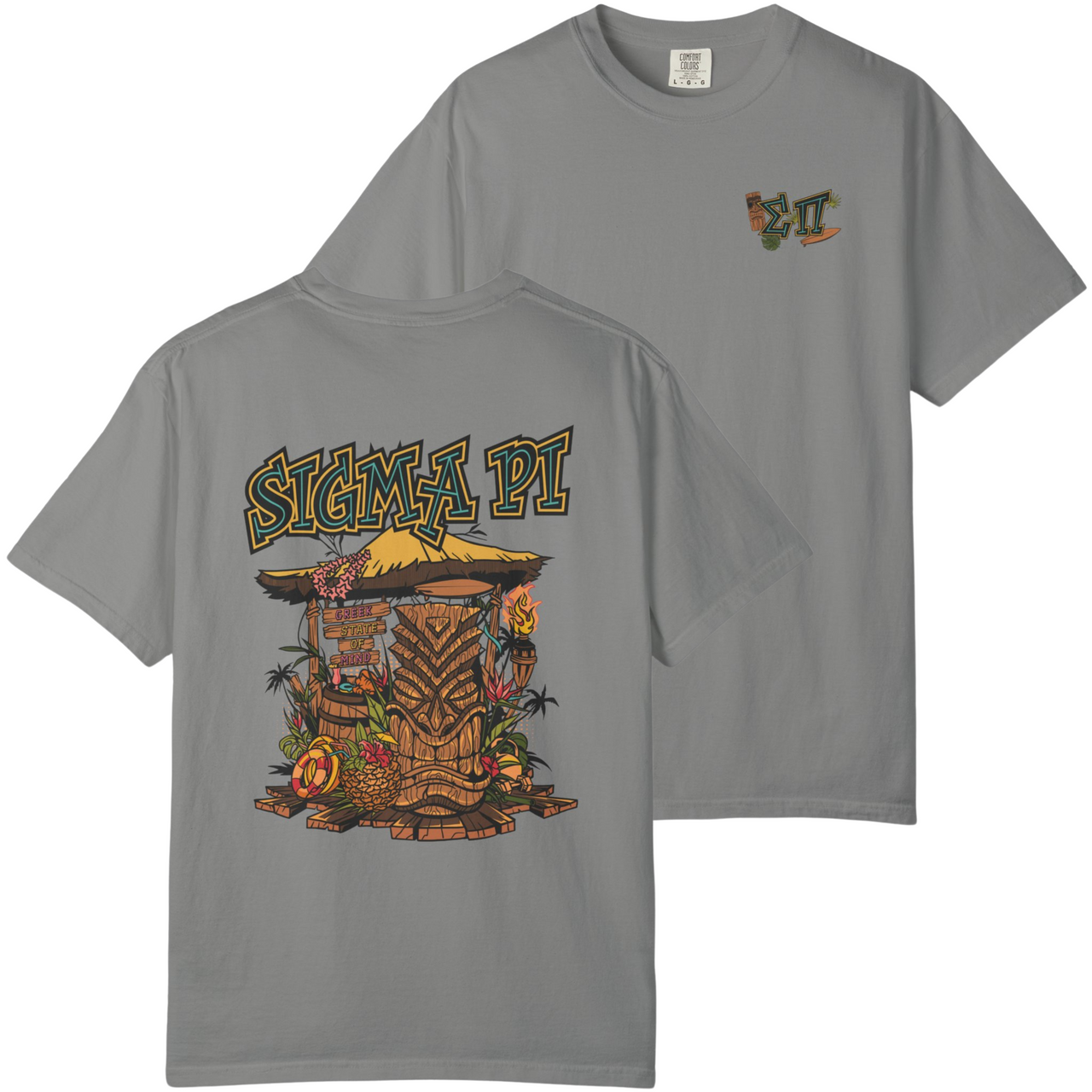 Grey Sigma Pi Graphic T-Shirt | Tiki Time