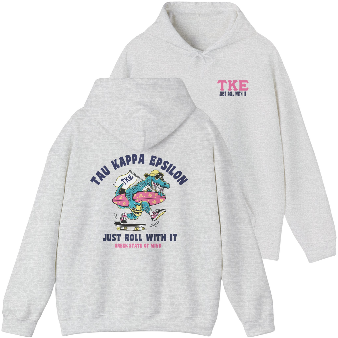 Grey Tau Kappa Epsilon Graphic Hoodie | Alligator Skater