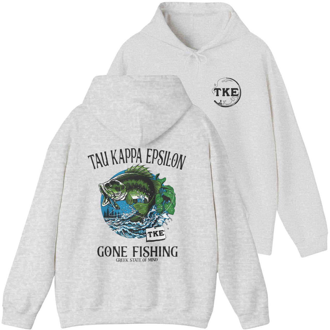 Grey Tau Kappa Epsilon Graphic Hoodie | Gone Fishing